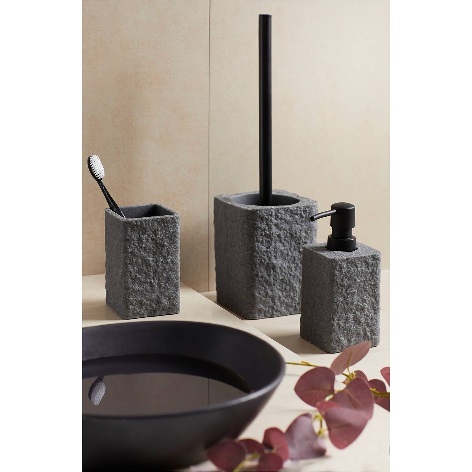 Villata WC-Garnitur Polyresin Anthrazit