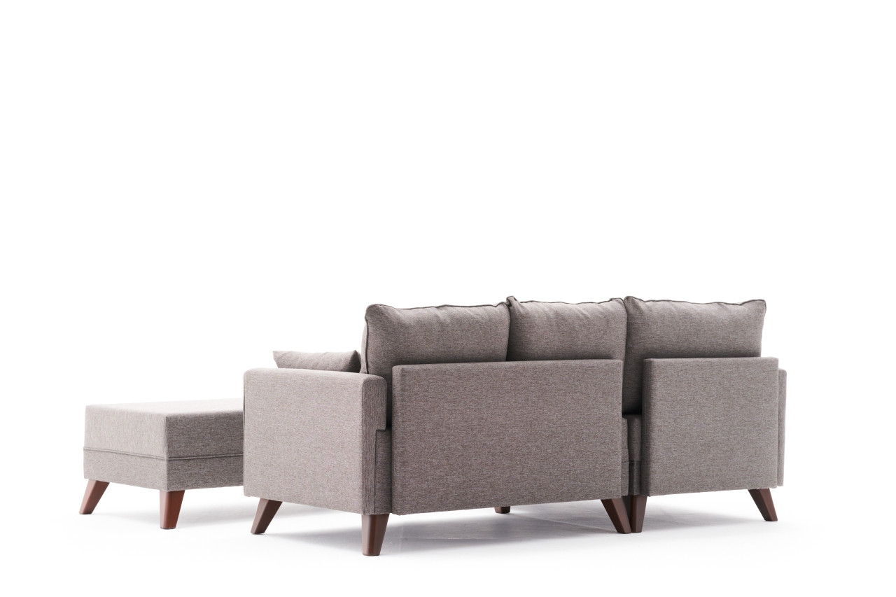 Bella Sofa Récamiere Links mit Hocker Braun