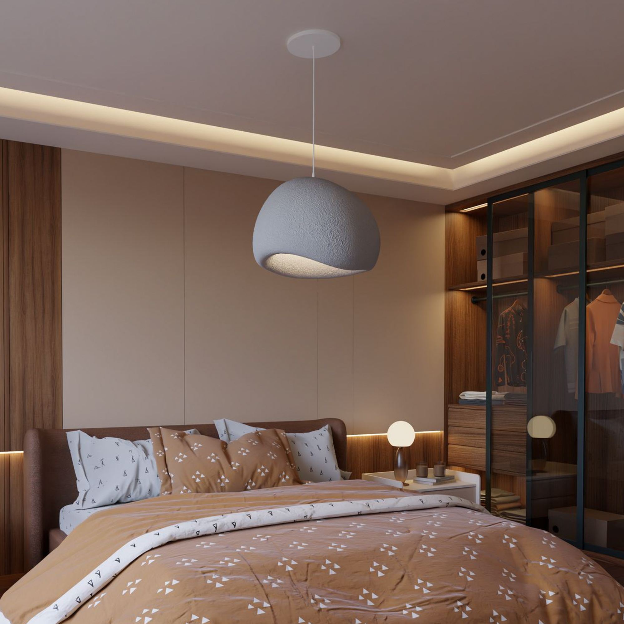 1-Flammig Wabi Sabi Kurai Pendelleuchte Beton Grau