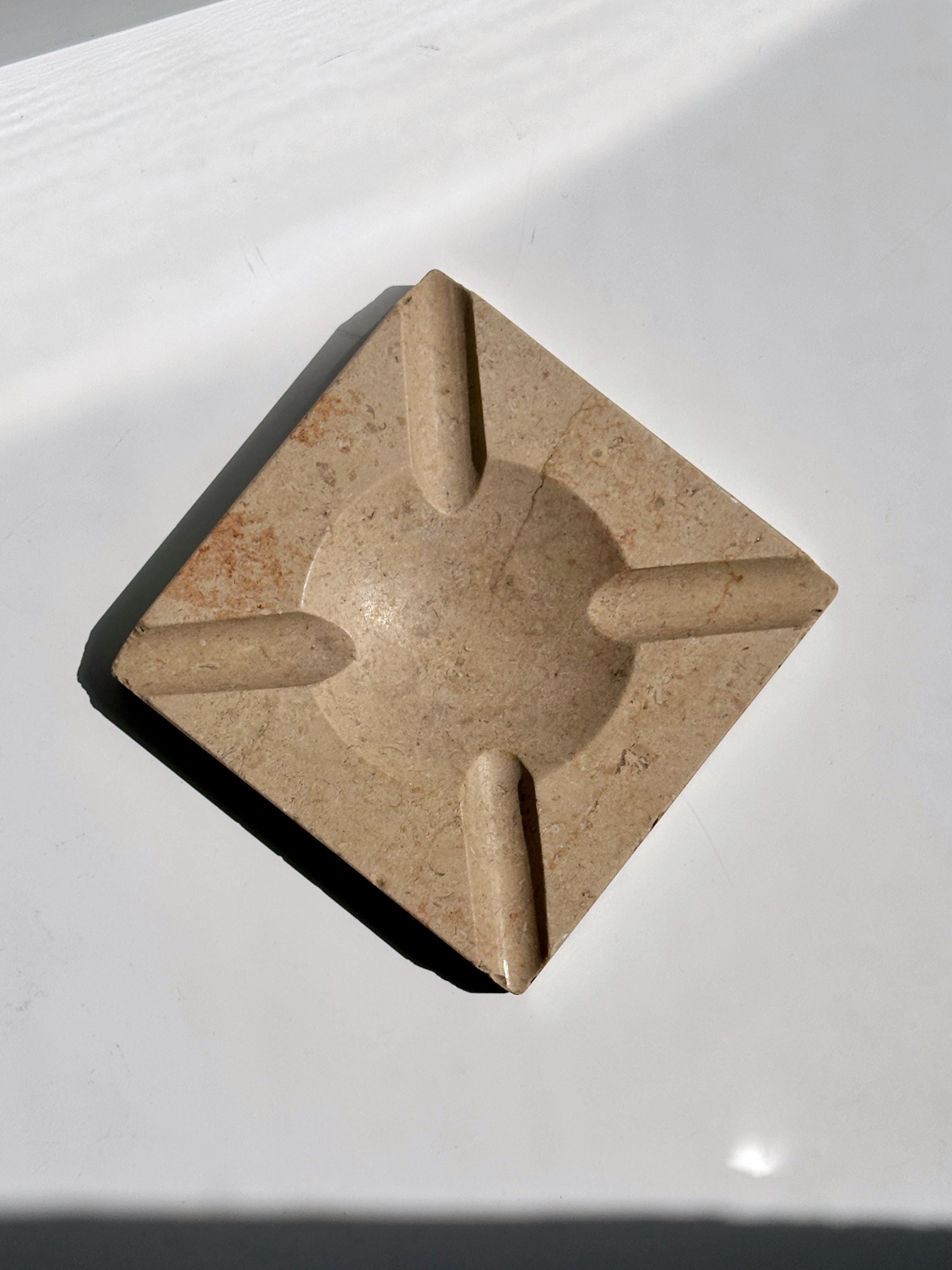 Vintage ashtray travertine beige 1970s
