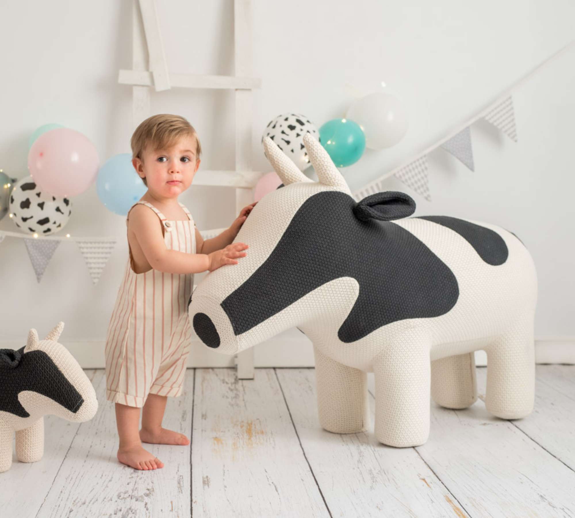 Cow Maxi plush toy Cotton Wood White Spotted