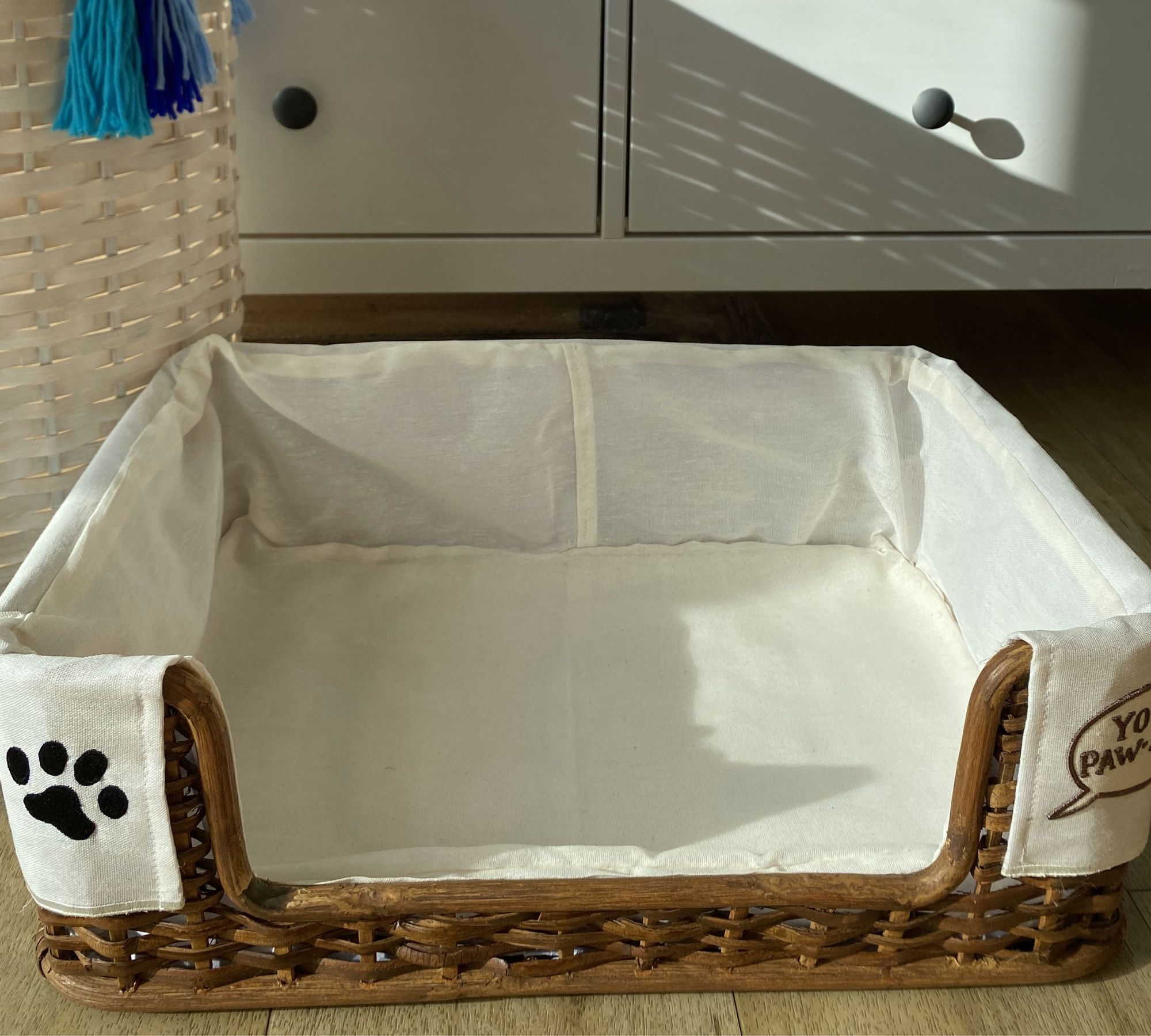 Hundebett Klein Rattan Braun