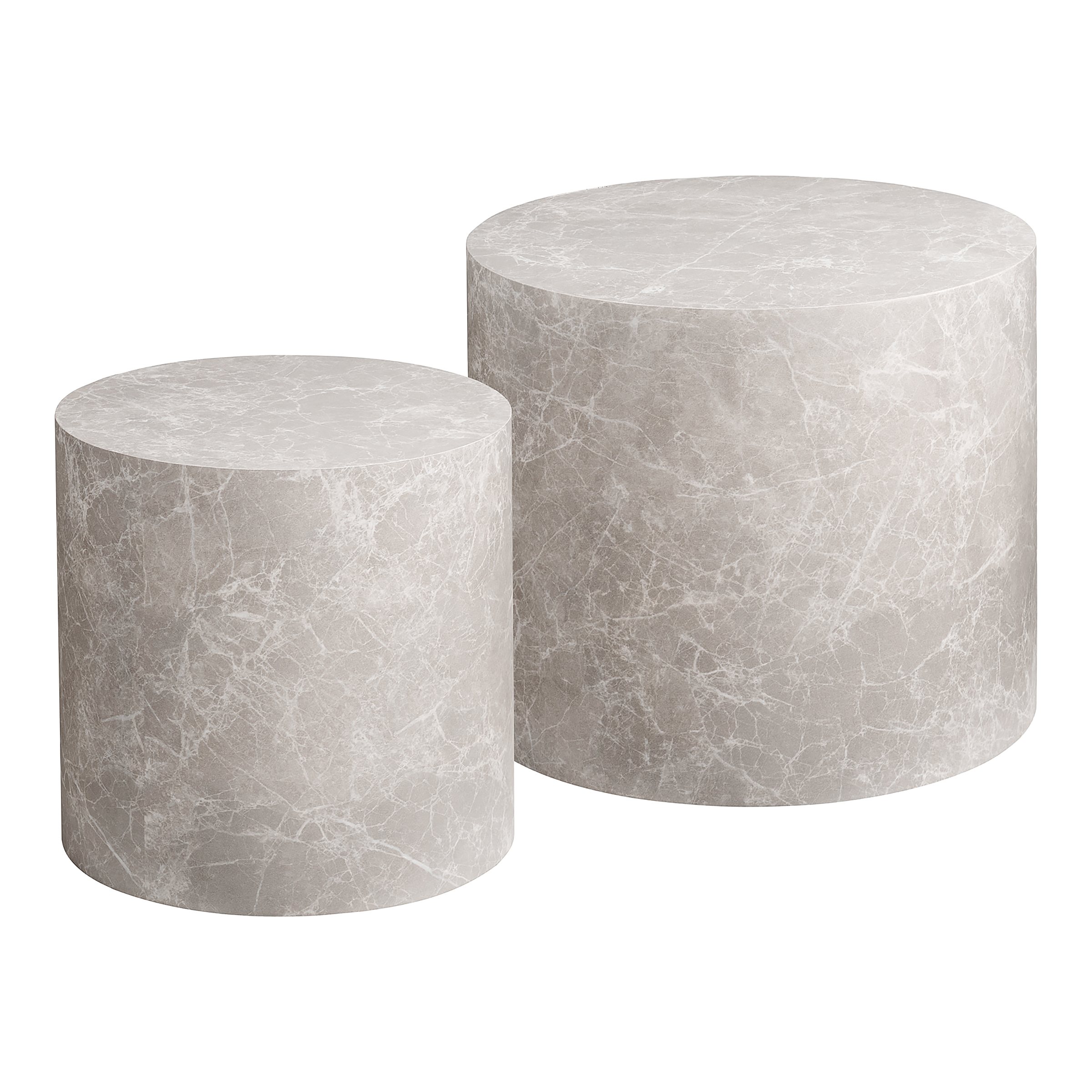 2x Couchtisch Altizer Rund Marmor Beige Dekor