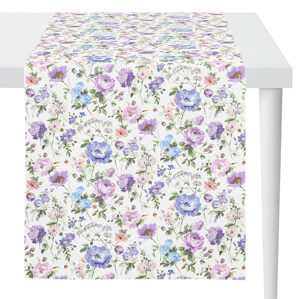 Tischläufer 6911 Mischgewebe Weiß / Mauve 40 x 140 cm