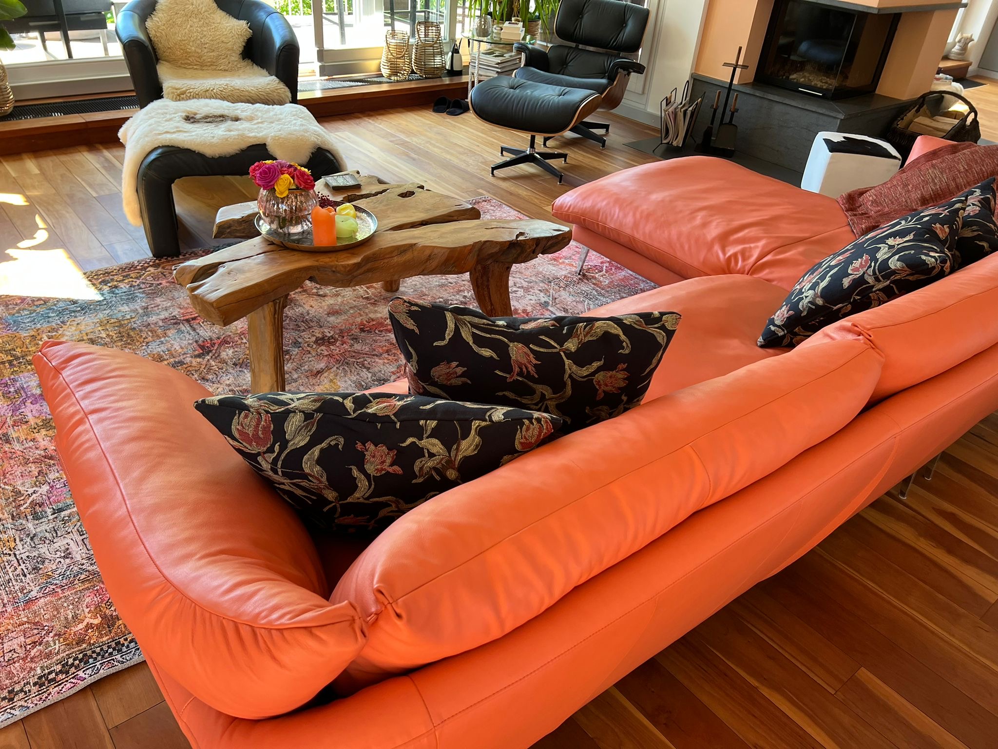 Corallao Ecksofa Leder Orange