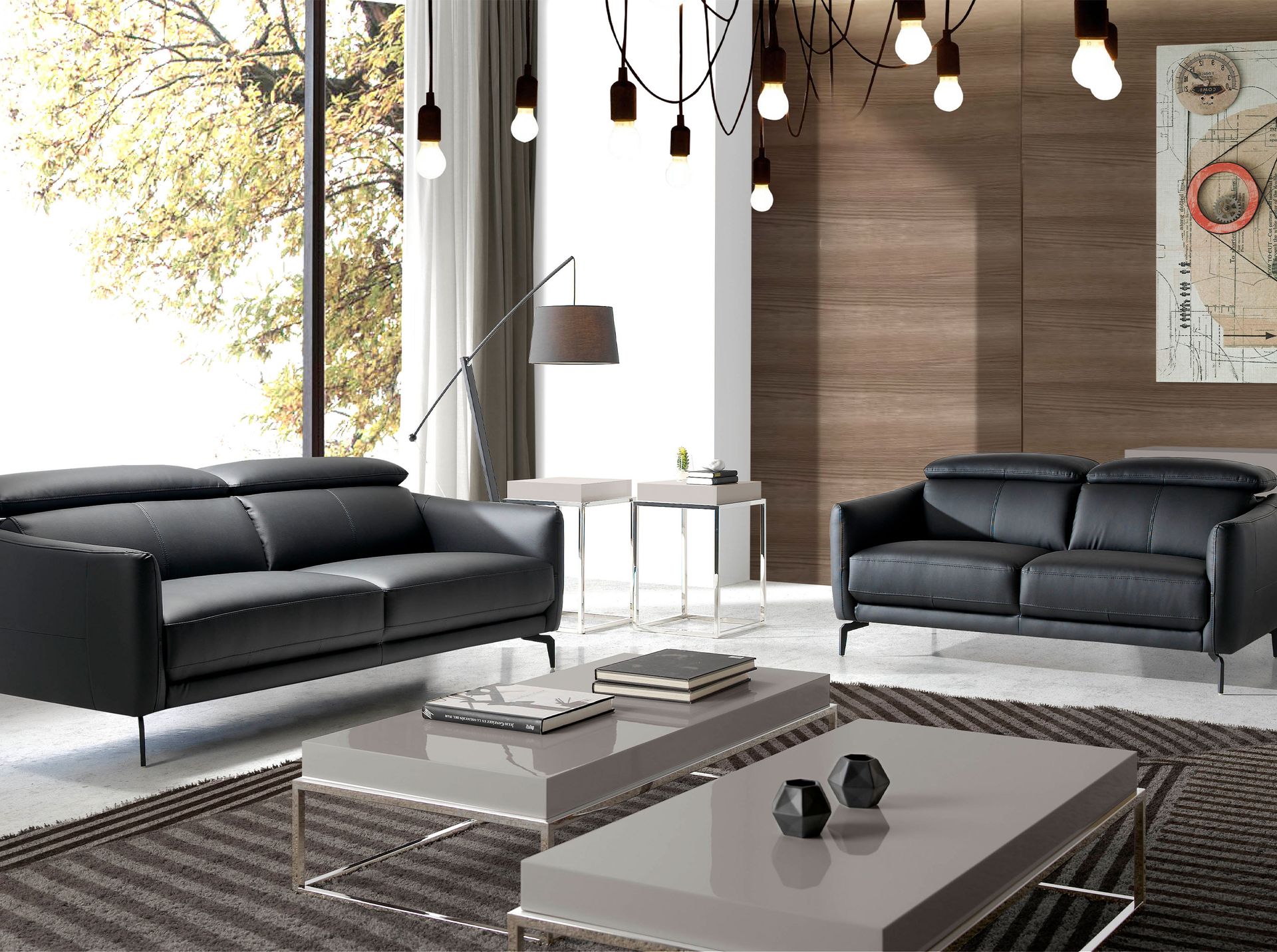 Sofa 3-Sitzer Leder Schwarz