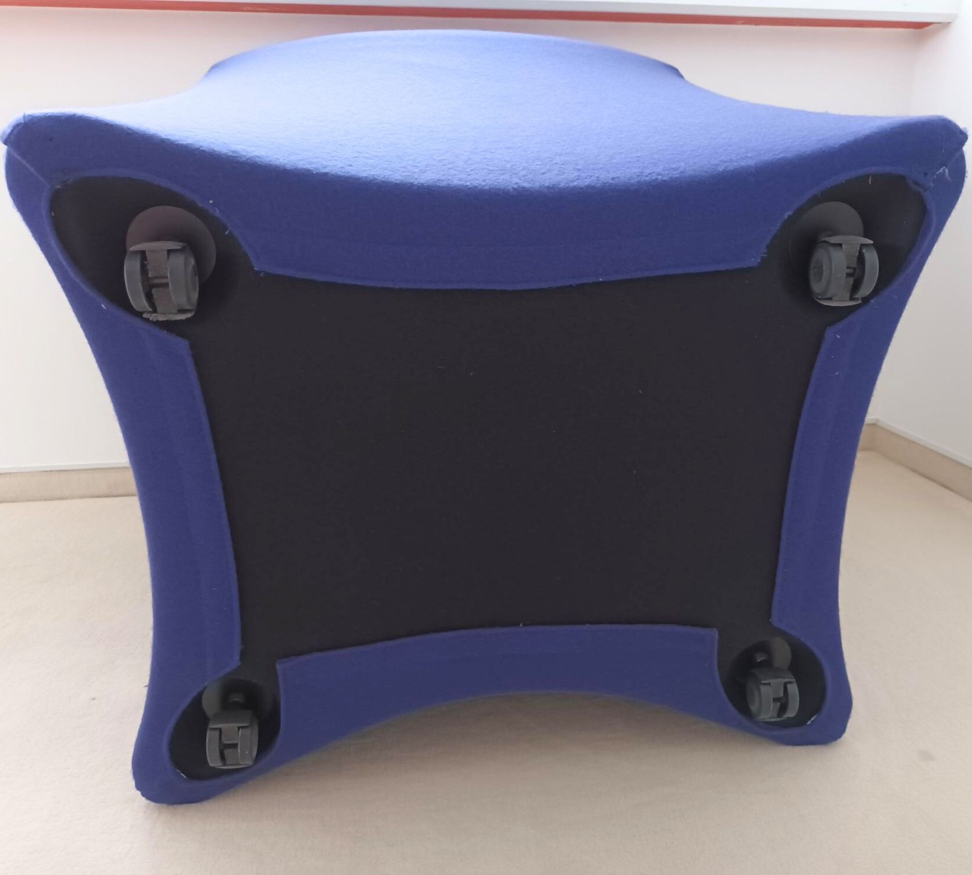 Ess Sessel mit Rollen Baumwolle Holz Blau