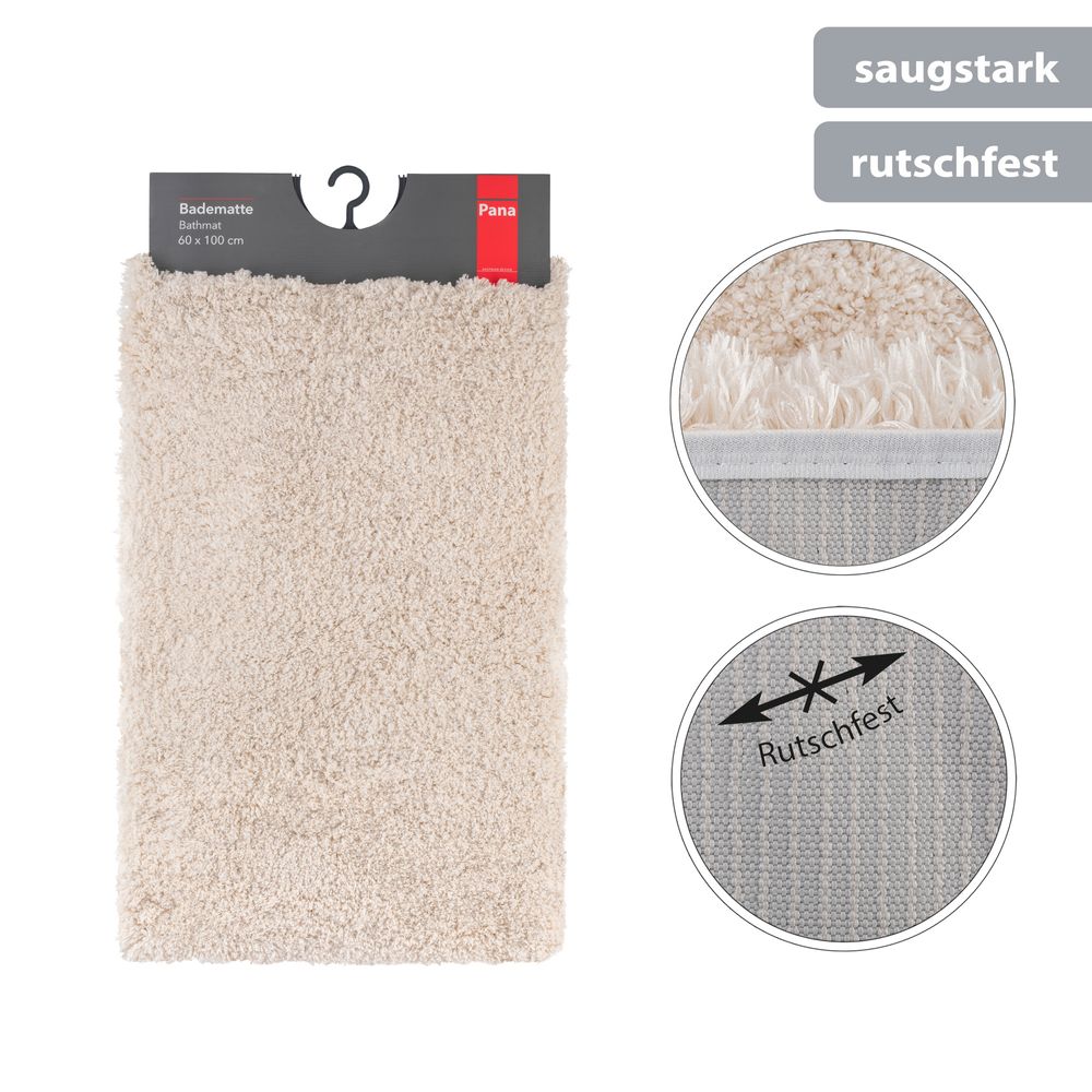 Flauschige Hochflor Badematte Creme