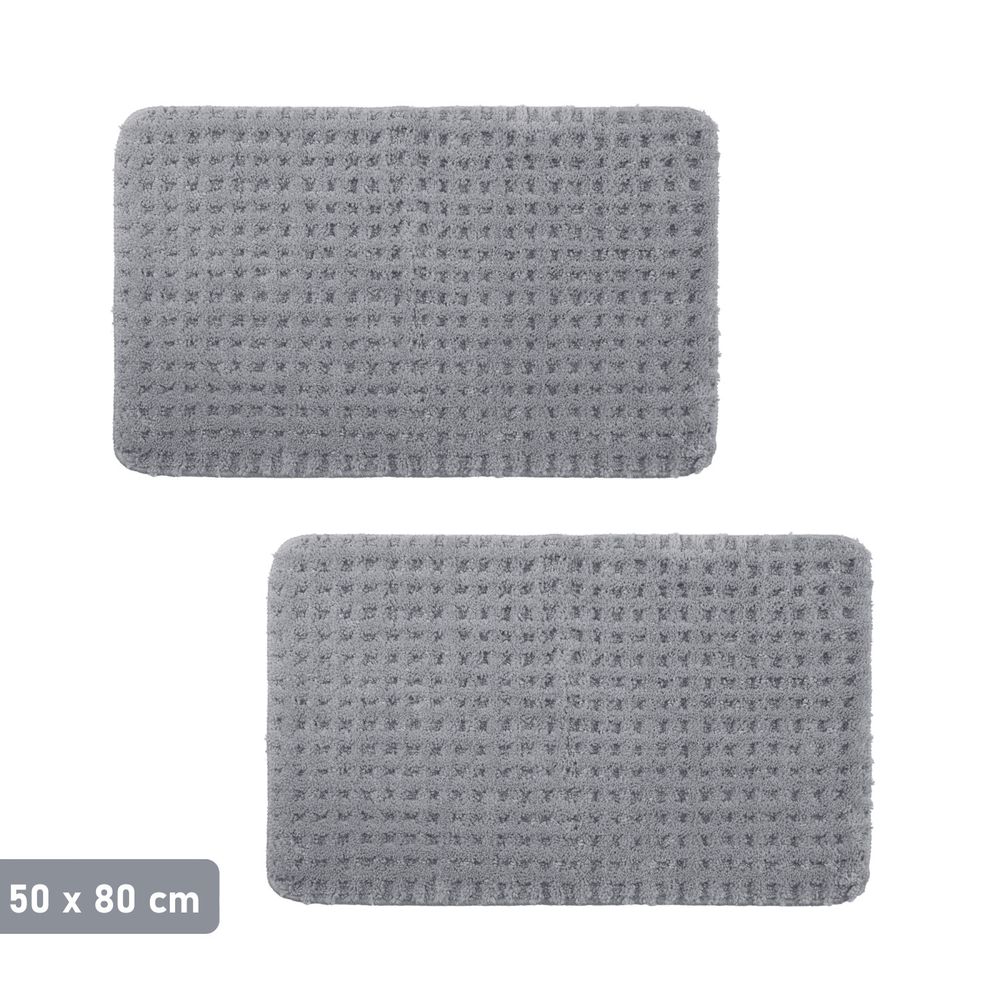 2x Badematte Microfaser Grau Öko-Tex Standard 100
