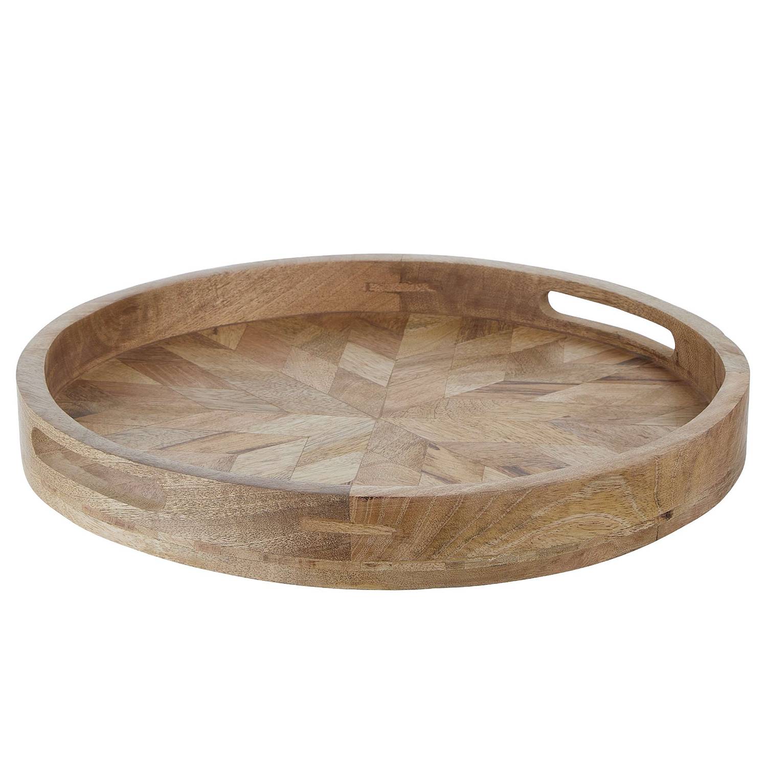 Tablett MANGO DAYS Mangoholz Braun Durchmesser: 40 cm