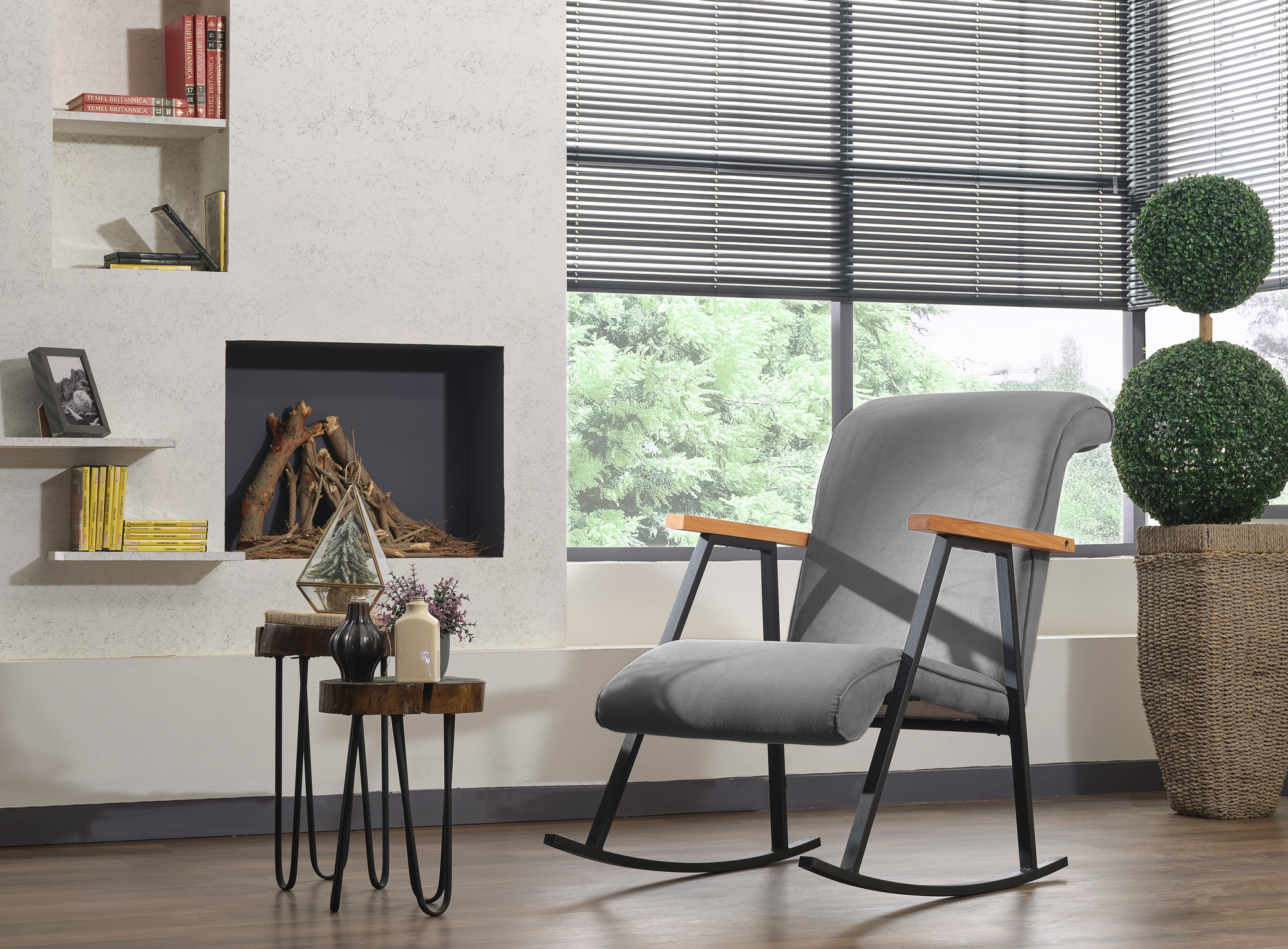 Yoka Sedia a dondolo Tessuto Grigio