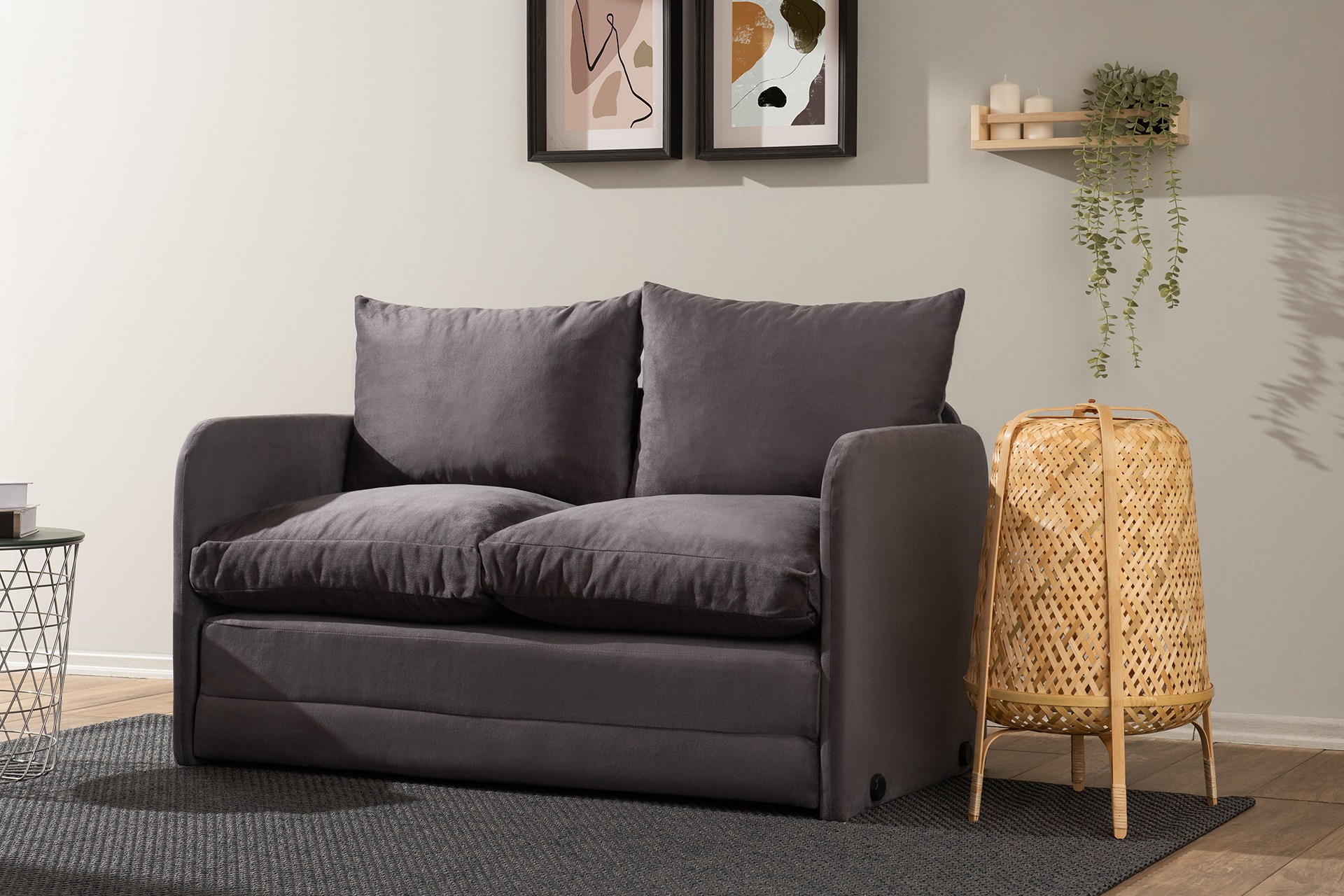 Saga Schlafsofa 2-Sitzer Grau