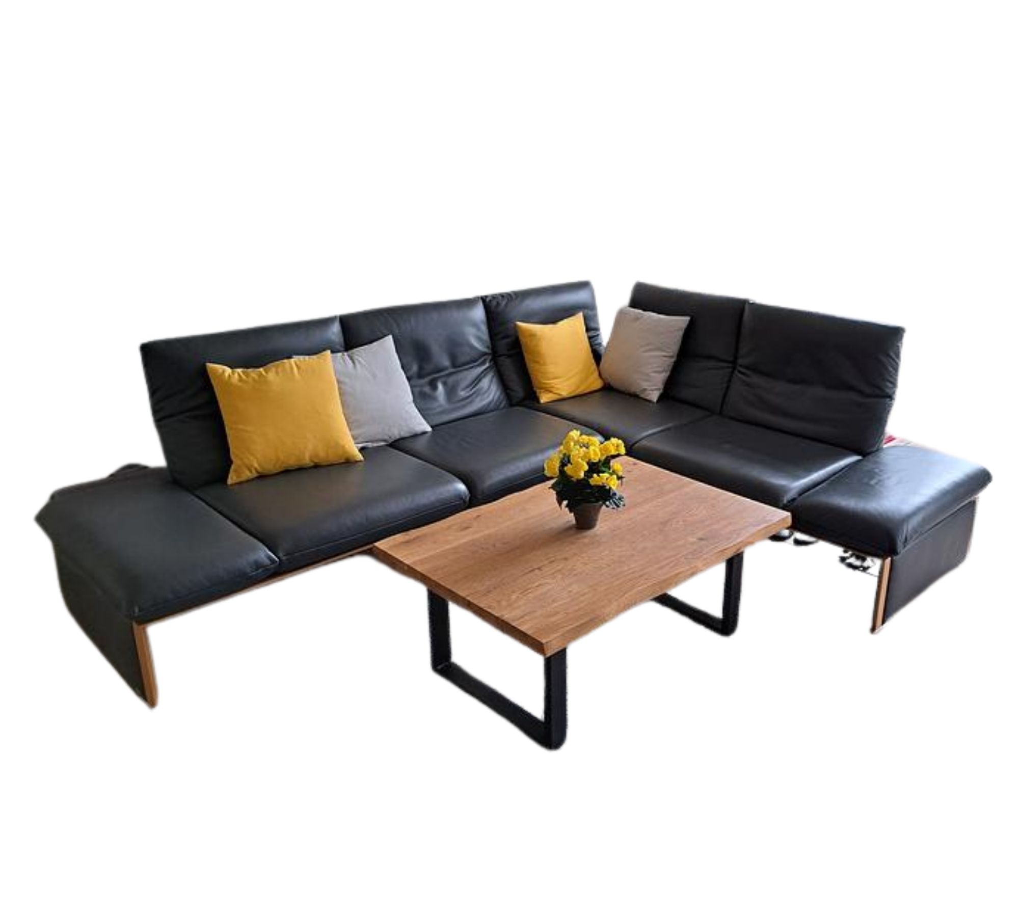 Ecksofa Leder Anthrazit