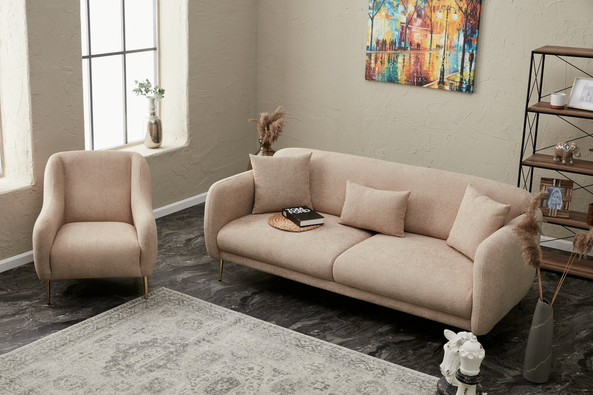 Simena Sofa 3-Sitzer Beige