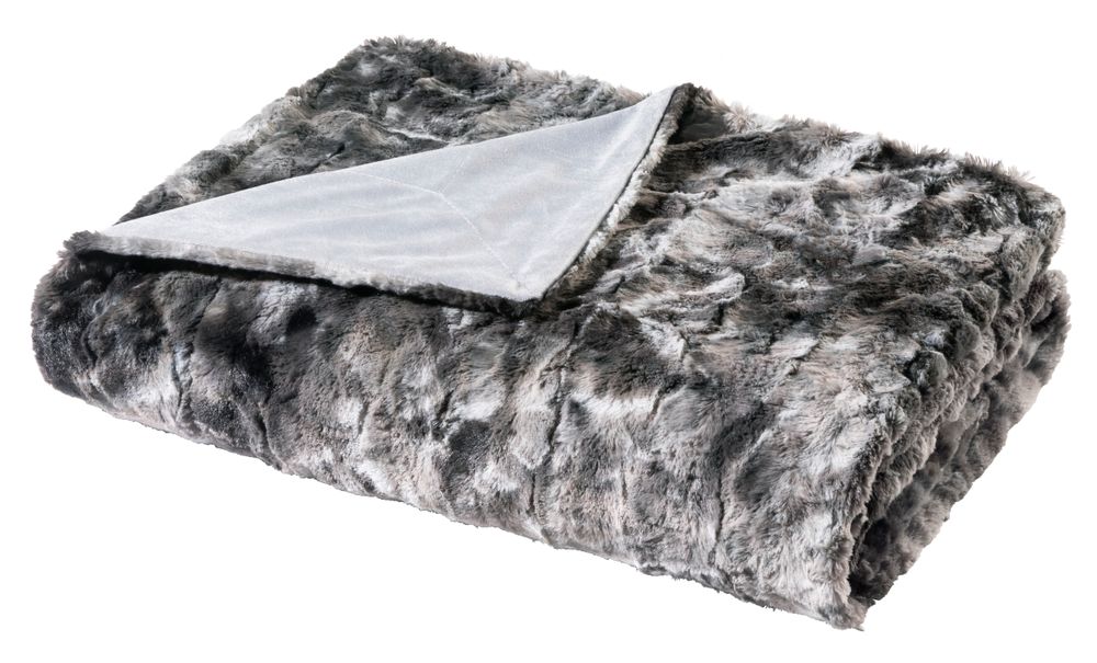 Couchdecke aus Fellimitat Grau
