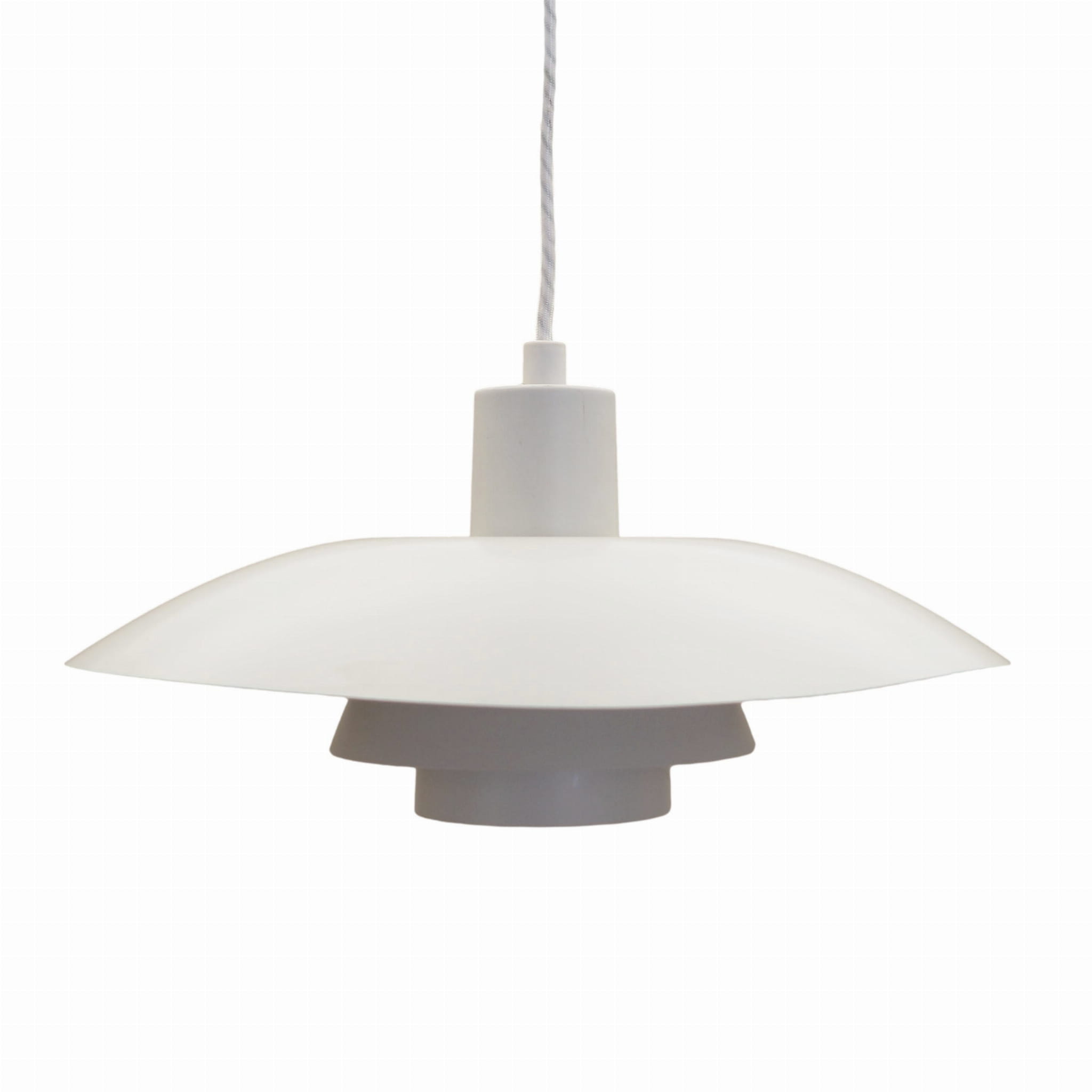 Vintage Pendant Lamp Metal White 1960s