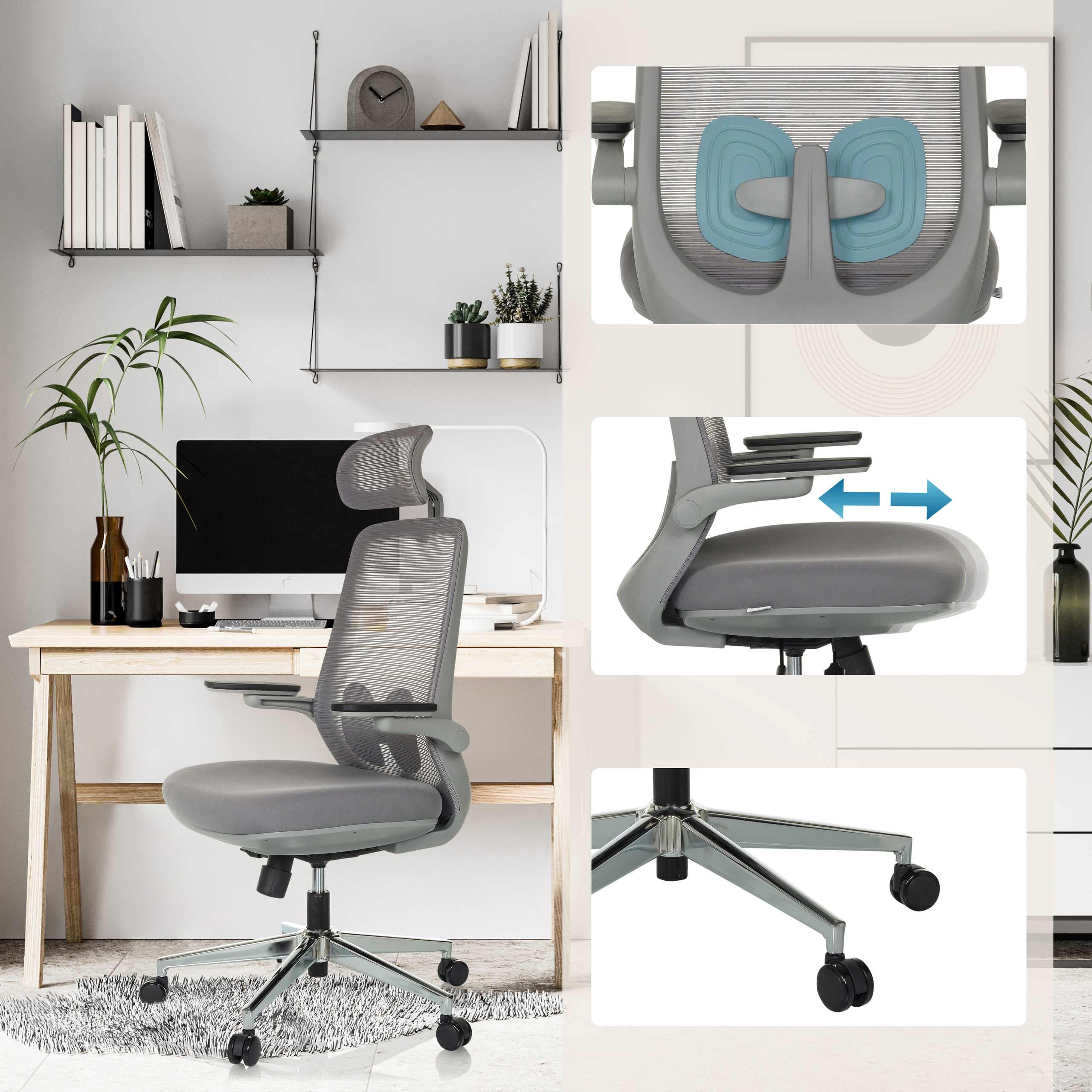 GAREMA Bürostuhl Stoff Grau