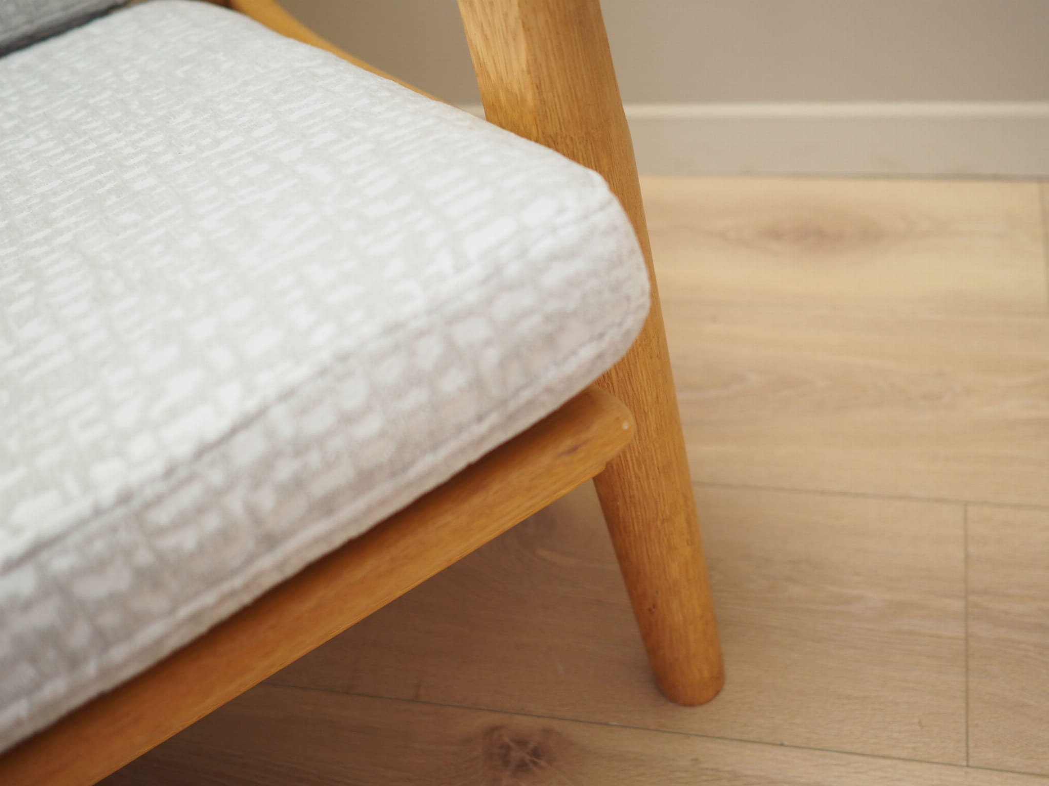 Vintage Sofa 3-seater Oak Wood Textile Grey 1960s