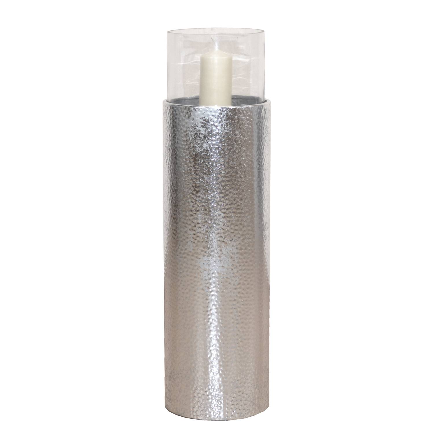 Windlicht Brigg Eisen Glas Silber Höhe: 52 cm