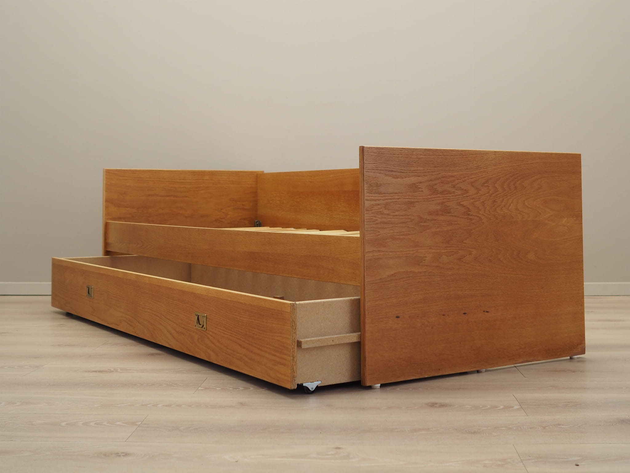 Vintage Bett Holz Braun 1970er Jahre