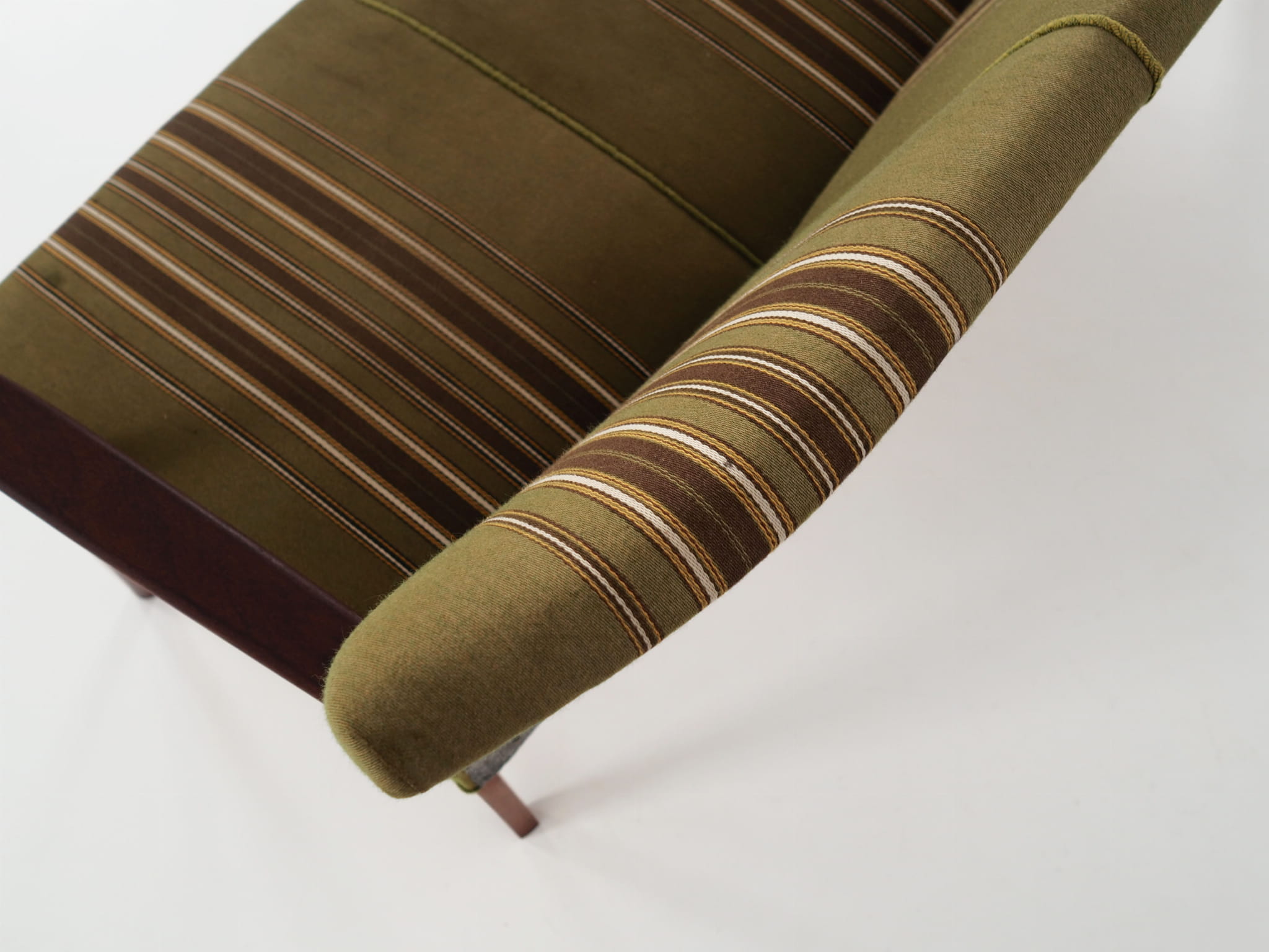 Vintage Sofa Teakholz Textil Grün 1960er Jahre 