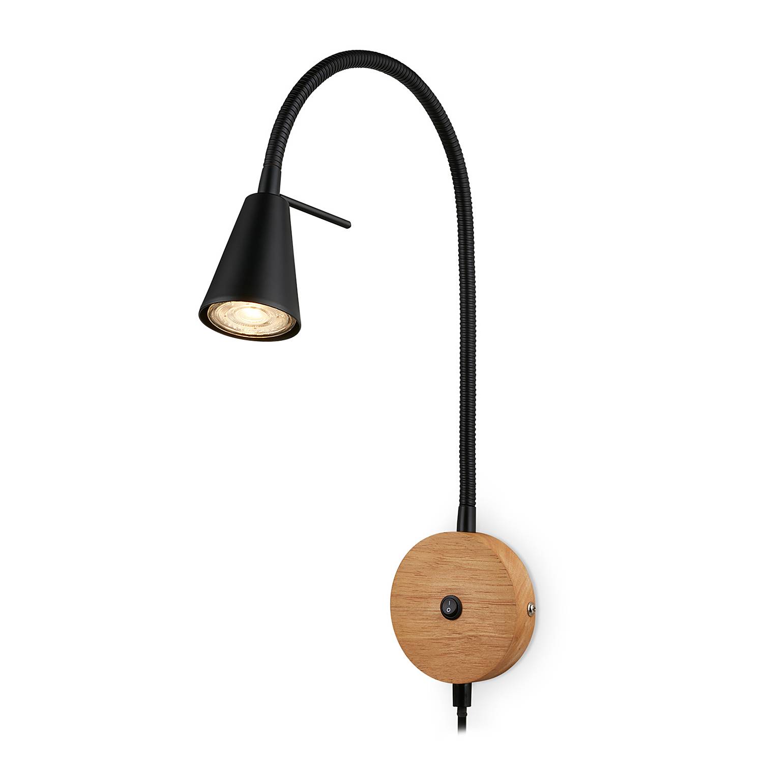 LED-Wandleuchte Leiros Aluminium Eiche Massiv Schwarz