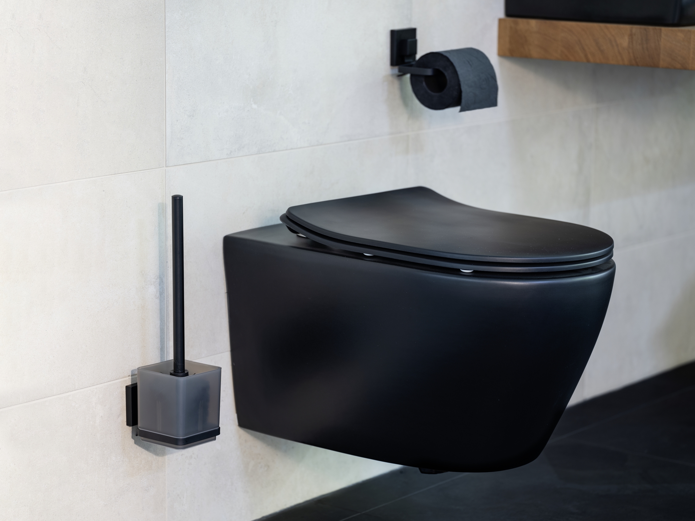 Quadro WC-Garnitur Edelstahl ABS Schwarz