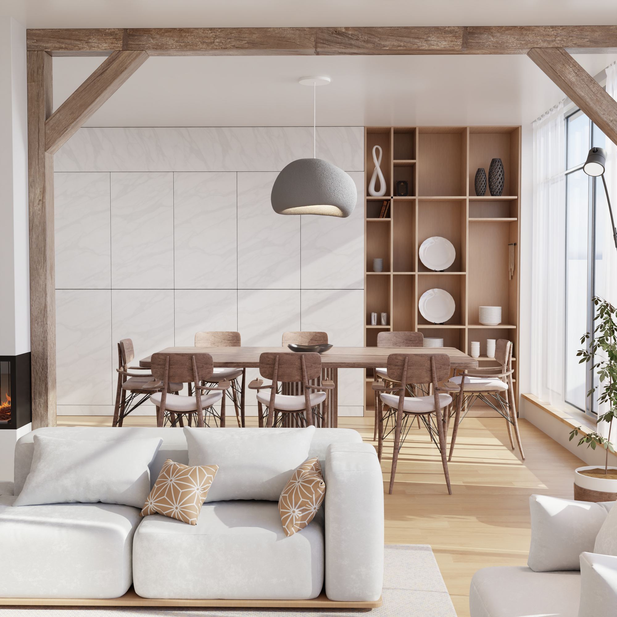1-Flammig Wabi Sabi Kurai Pendelleuchte Beton Grau