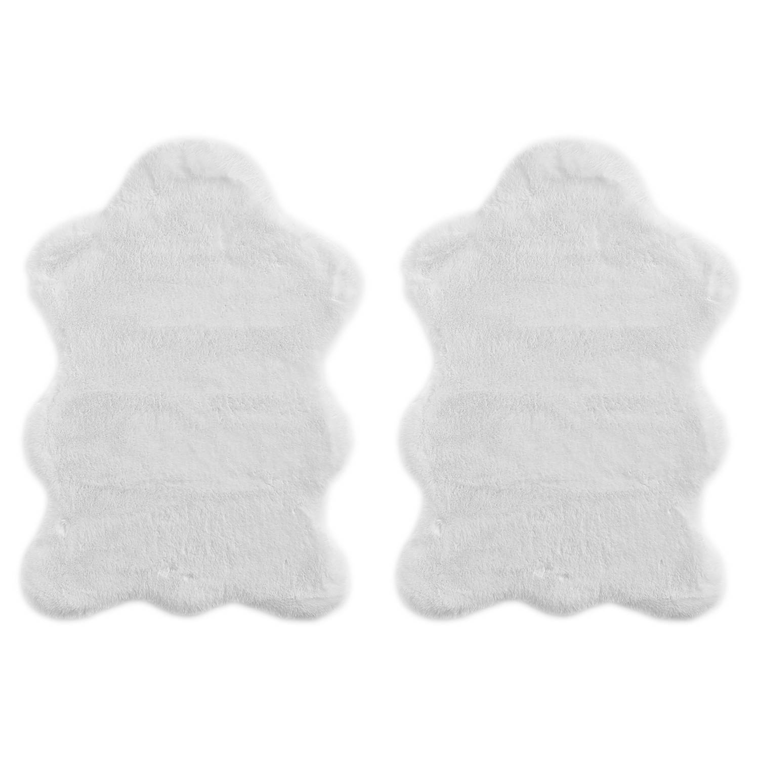 2x Dekofell Coste Weiß