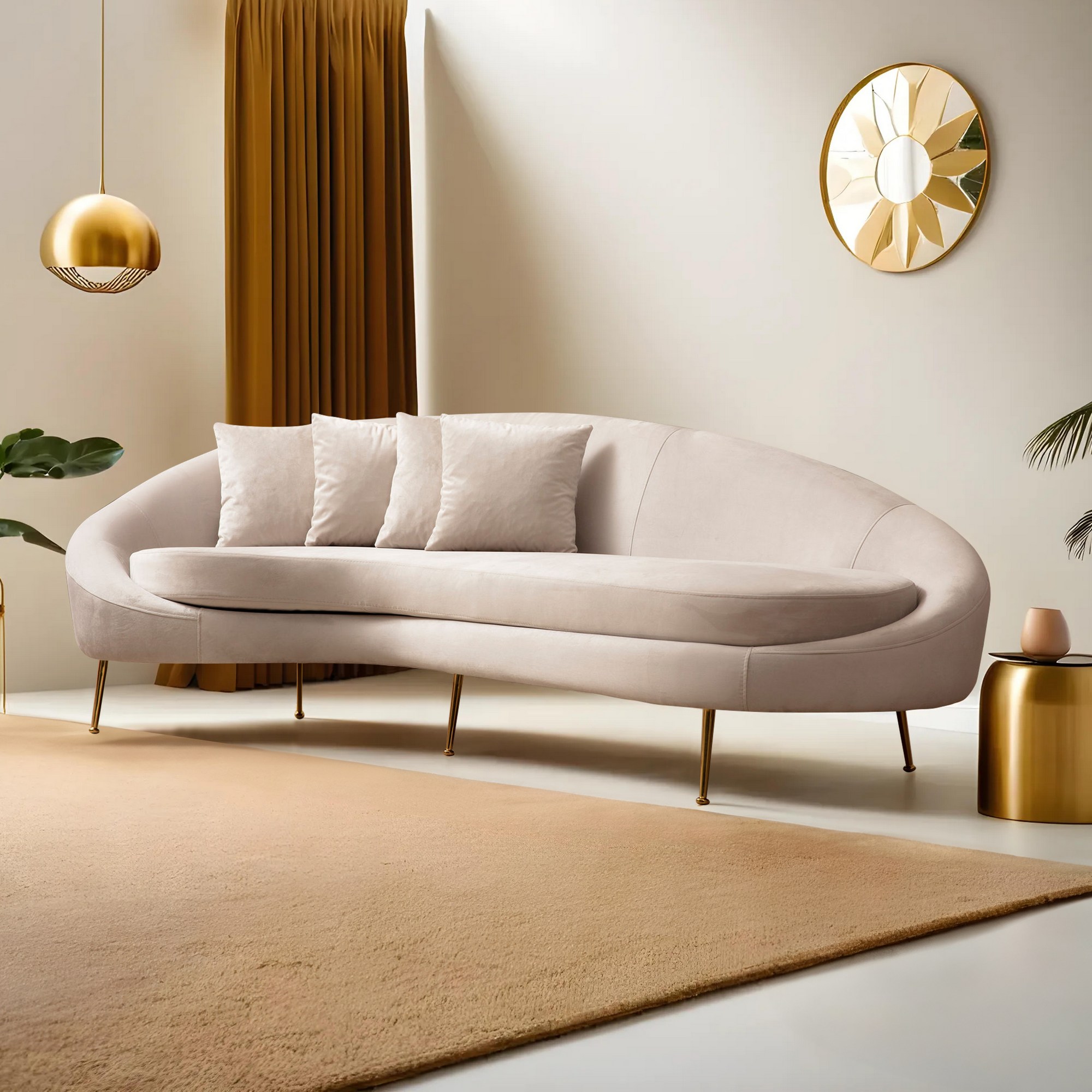 Sofa 3-Sitzer Textil Beige