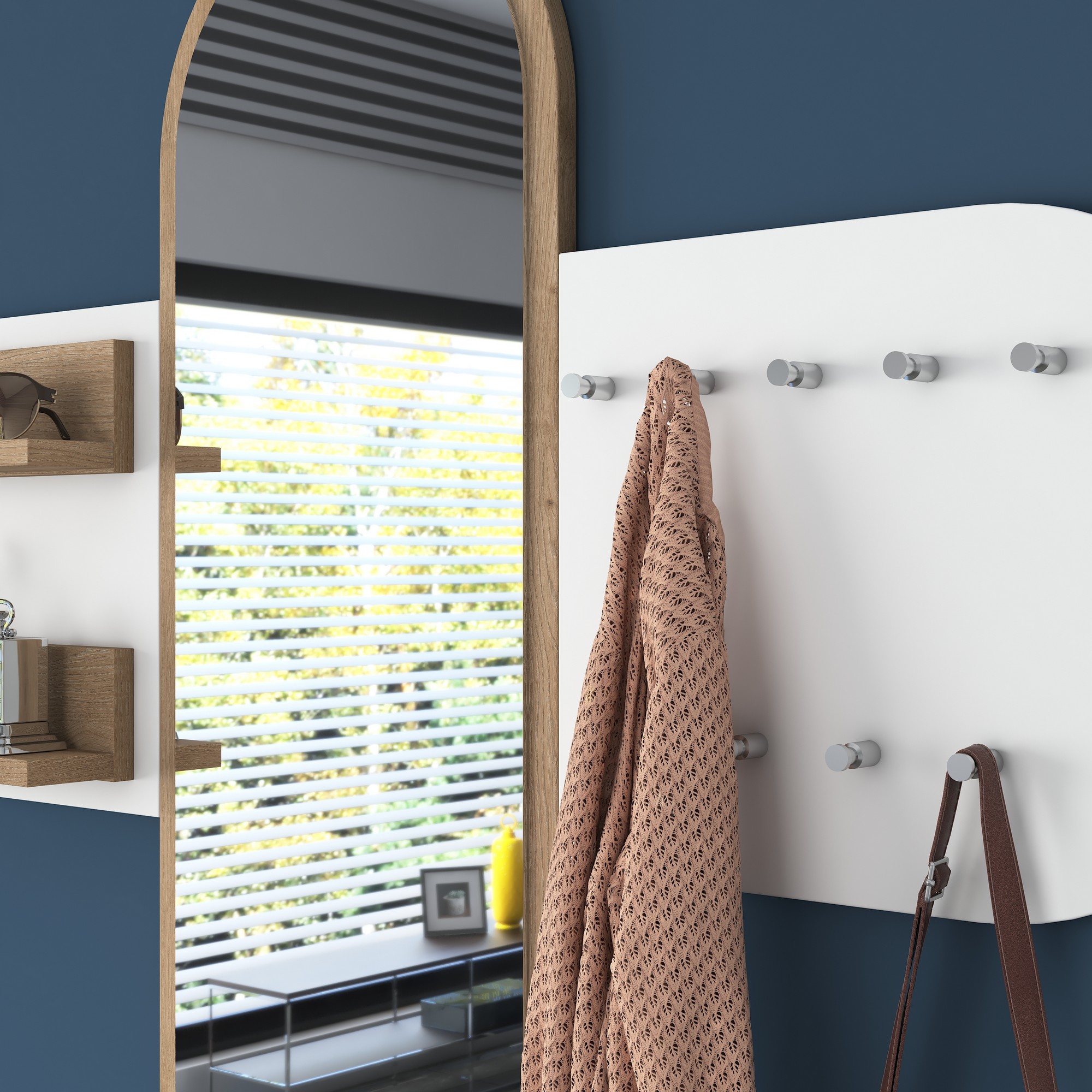 P3 Garderobe Holzfurnier Weiß