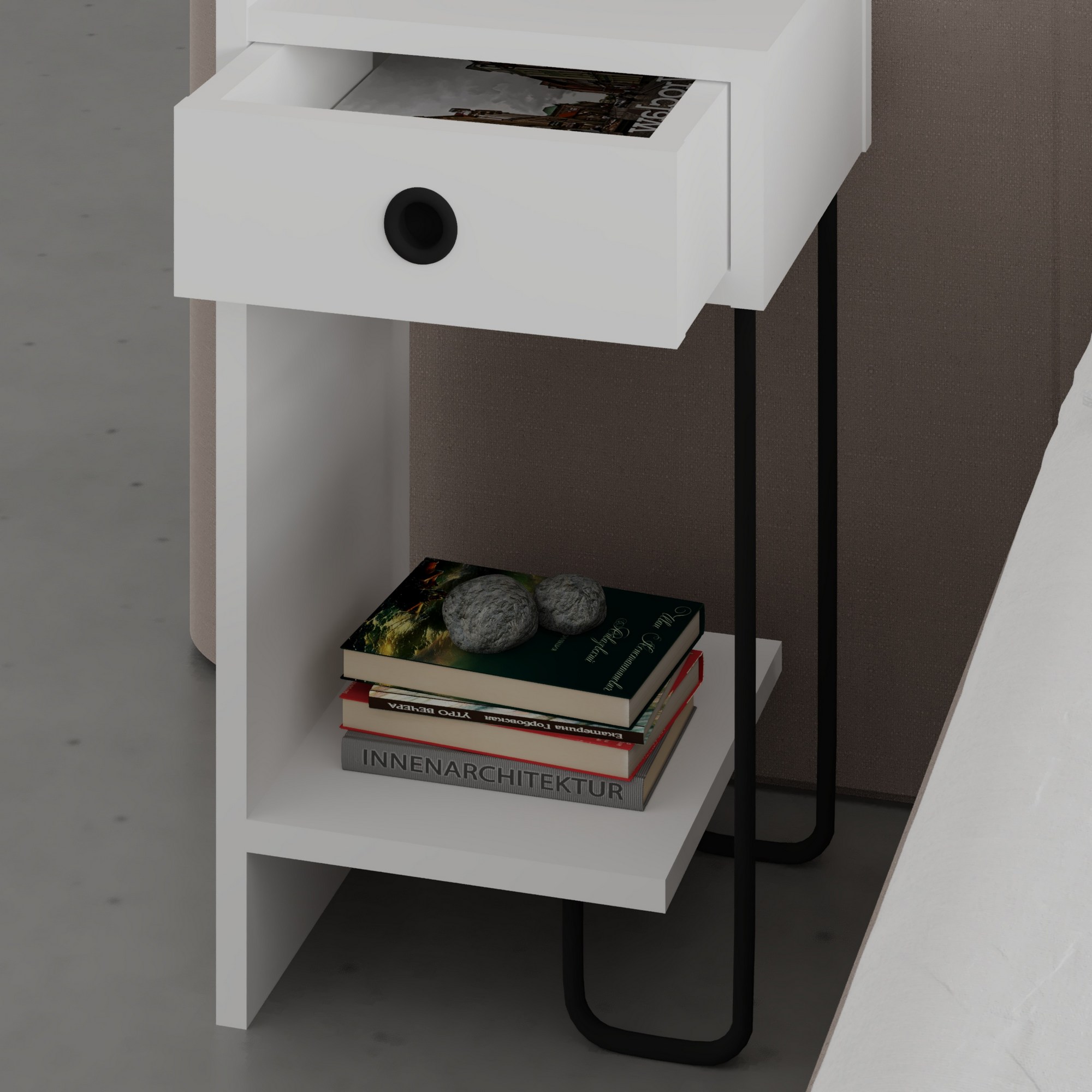 Sirius Bedside Table Left White