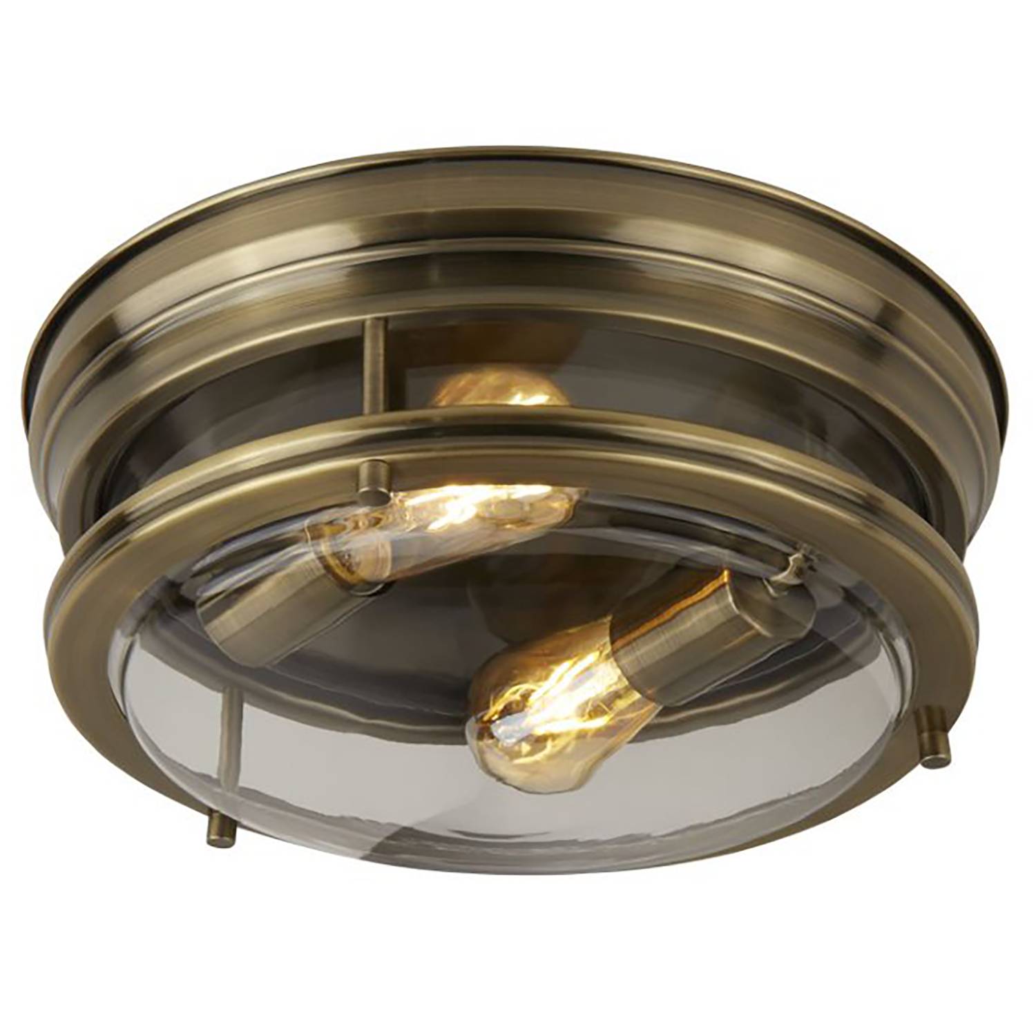 2-Burner Edinburgh Ceiling Light Clear Glass Steel