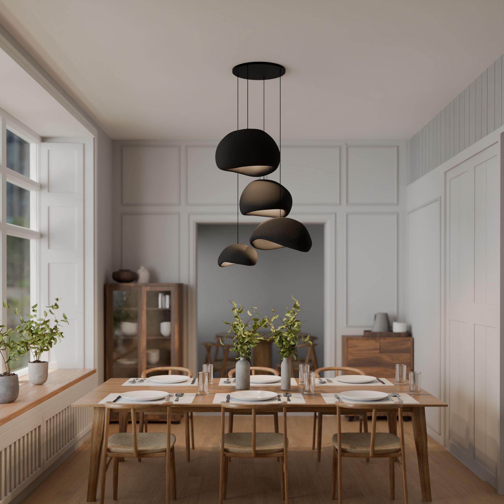 4-Flammig Wabi Sabi Sabi Glows Pendelleuchte Schwarz