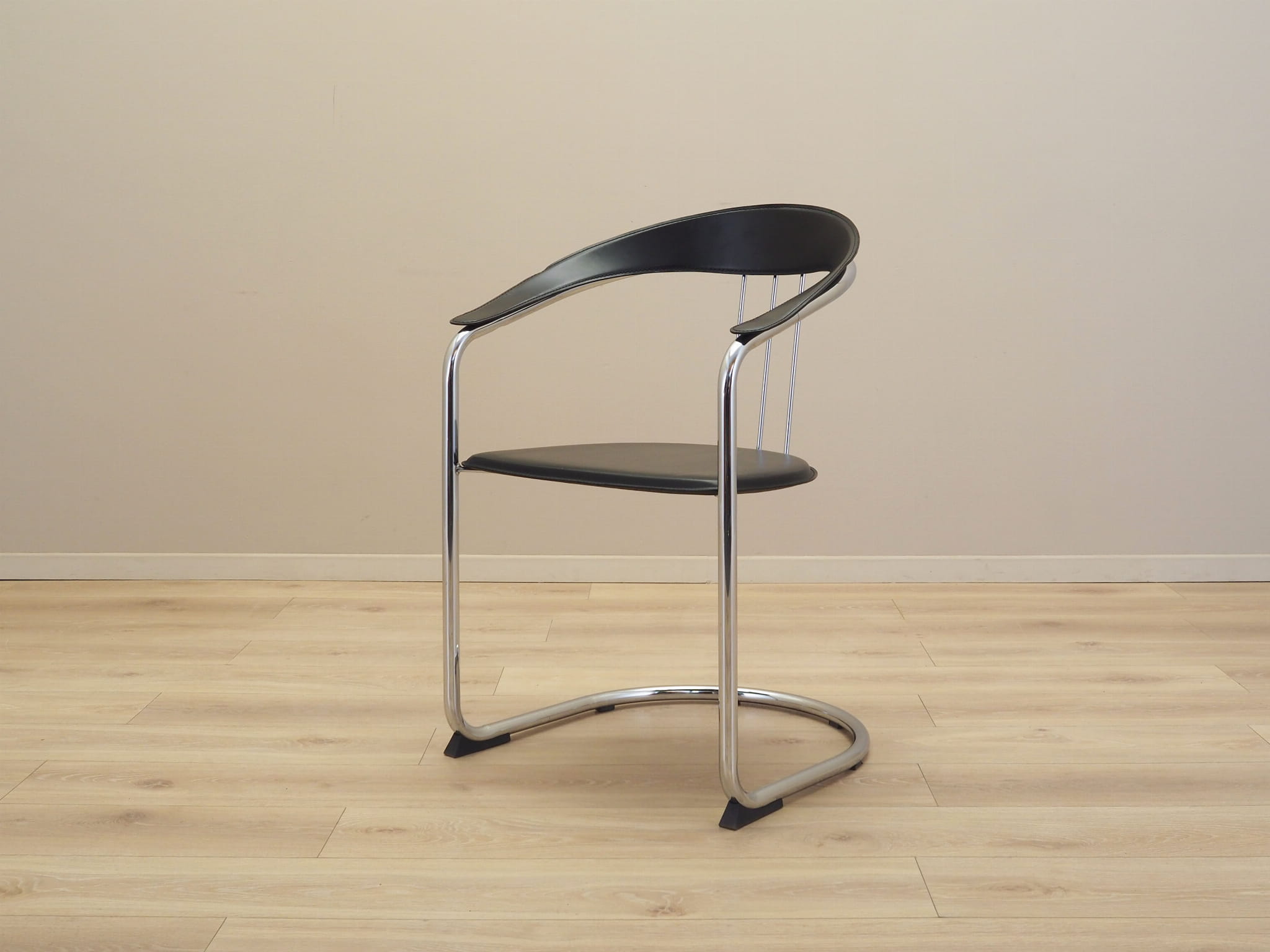 4x Dining chair leather metal 1980s