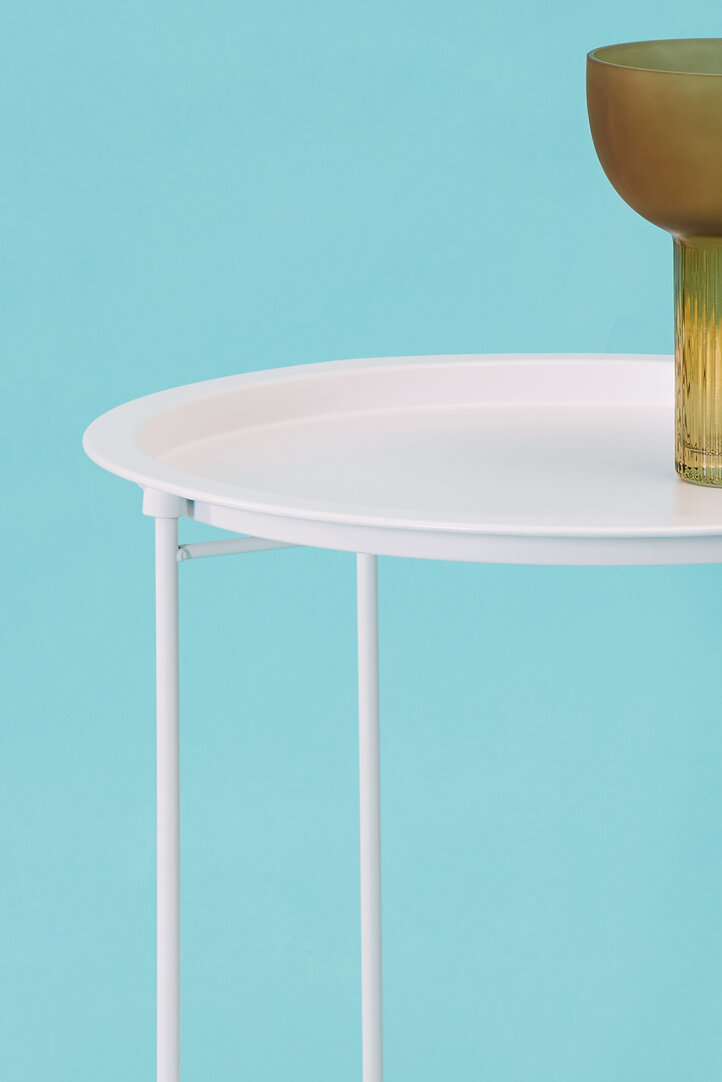 Steel Round Side Table Metal White