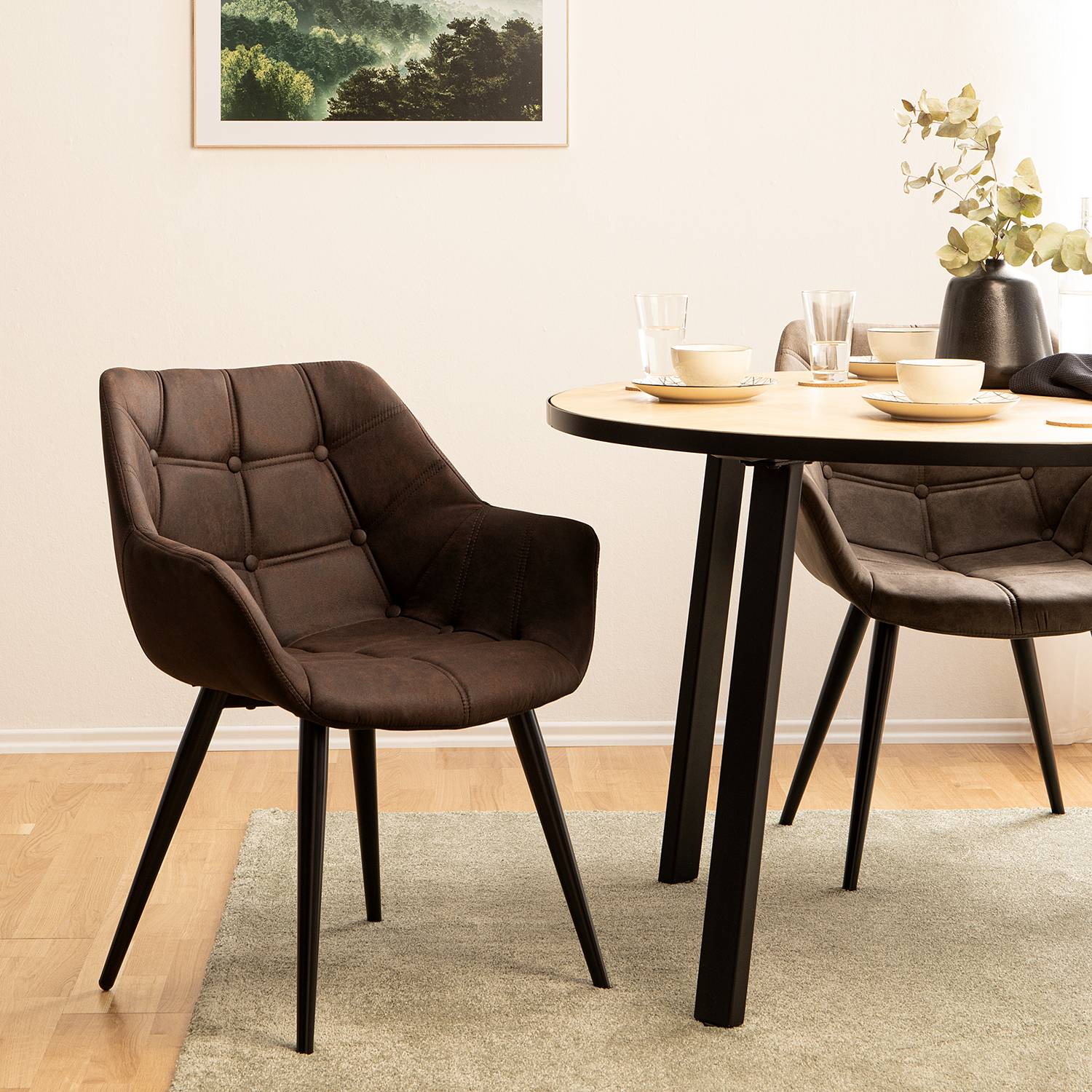 Armlehnenstuhl Lamppi II Microfaser Metall Espresso