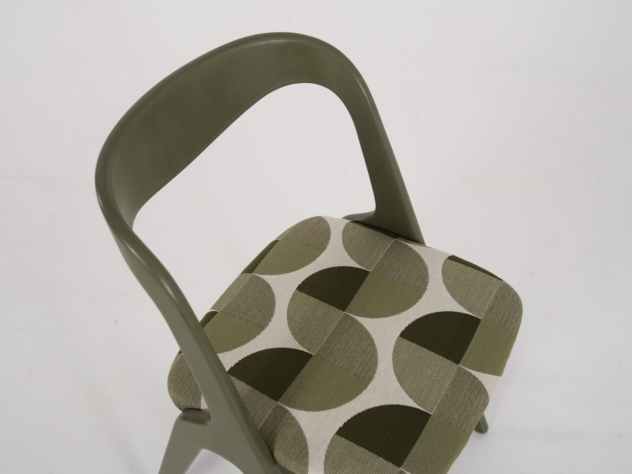 Vintage Chair Wood Fabric Green 1970s