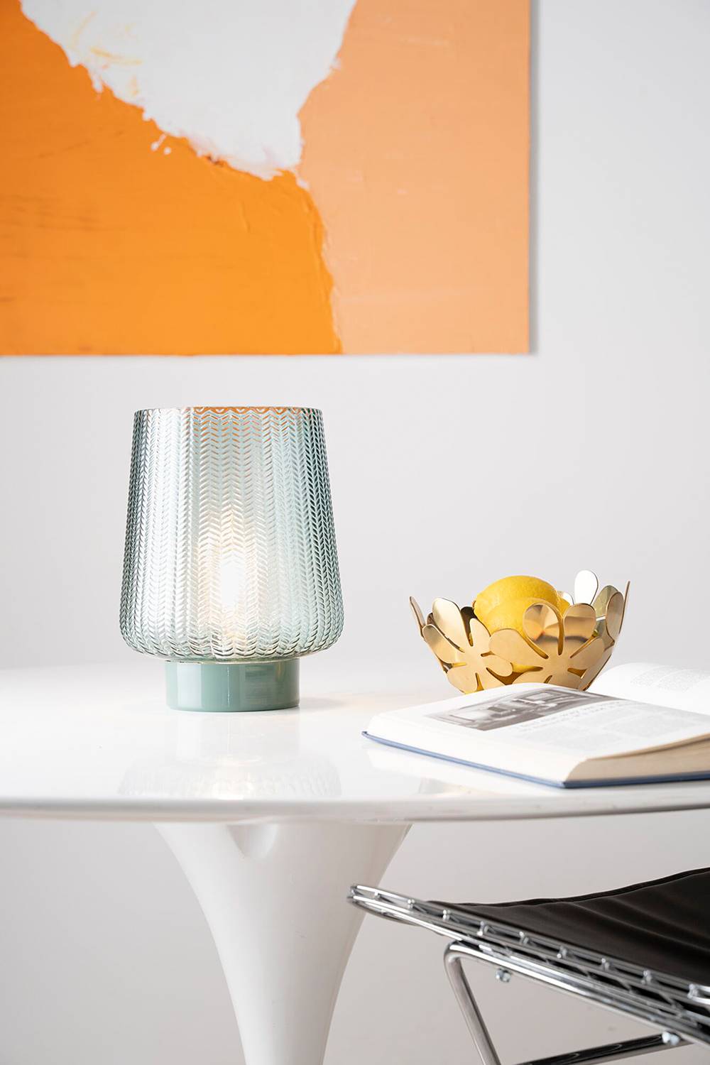 Glamour Typ B Tischleuchte Aluminium Farbglas 1-flammig