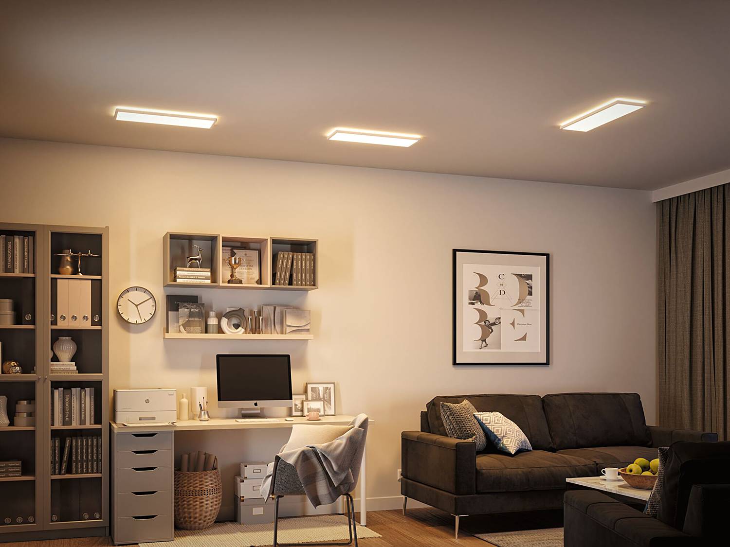 Atria Shine Panel LED-Deckenleuchte Aluminium Weiß
