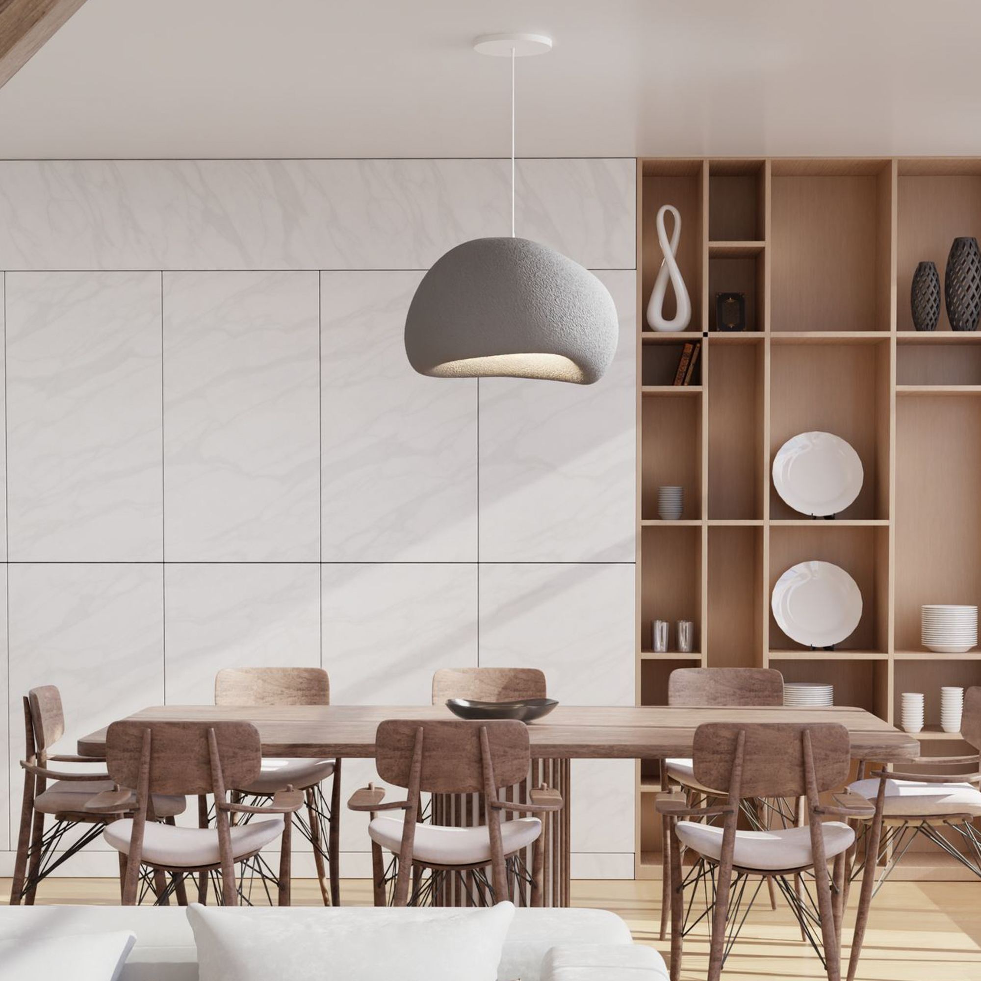 1-Flammig Wabi Sabi Kurai Pendelleuchte Beton Grau