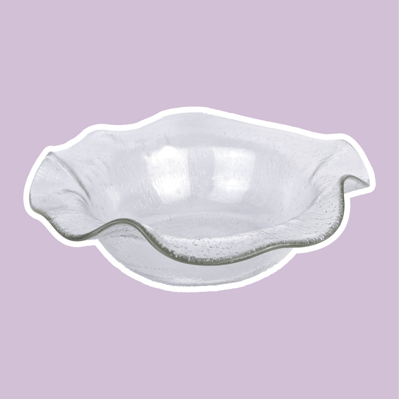 Vintage fruit bowl with wavy rim Glass 1960s