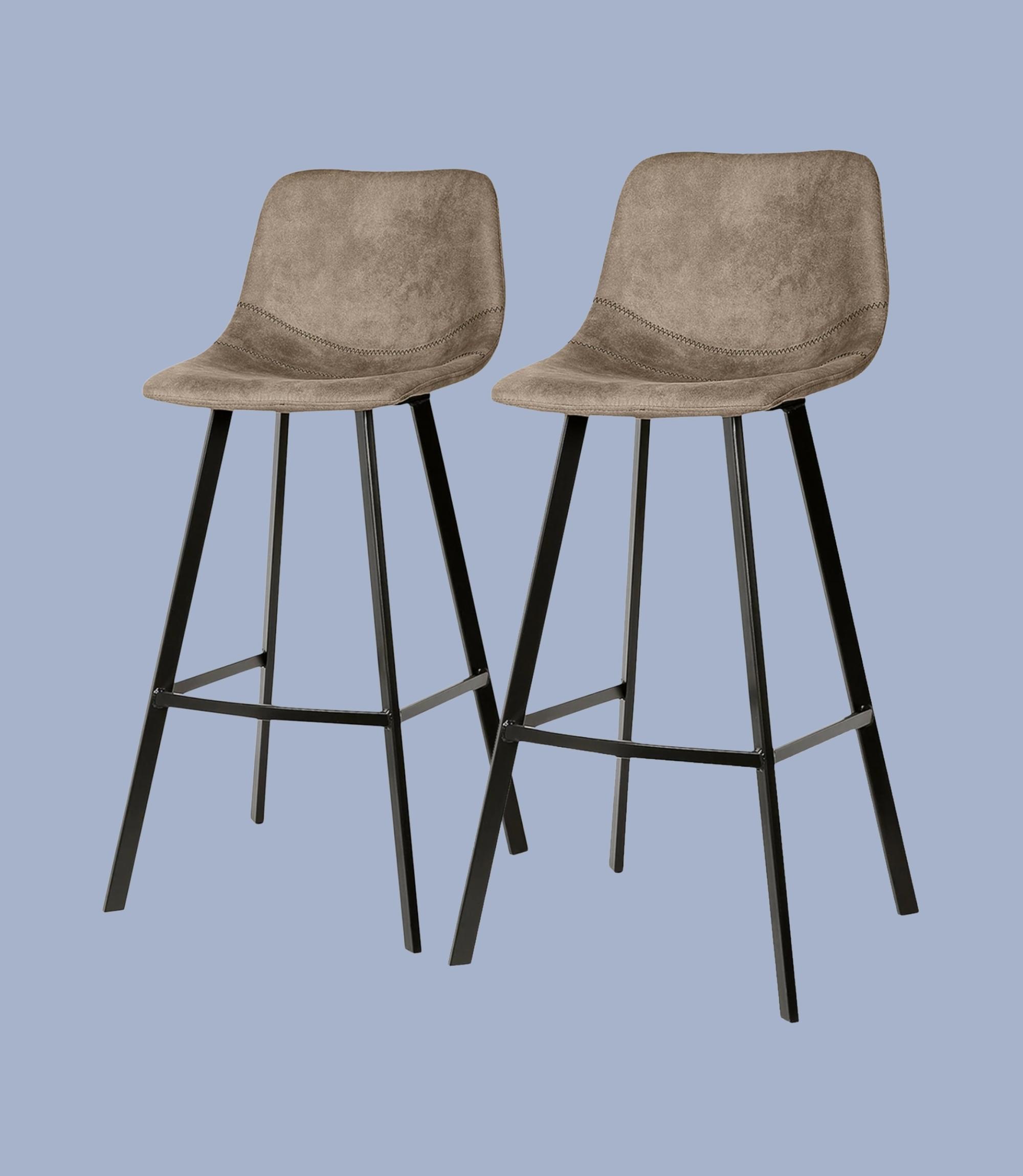 2x Bar stool microfiber cover Vintage Brown