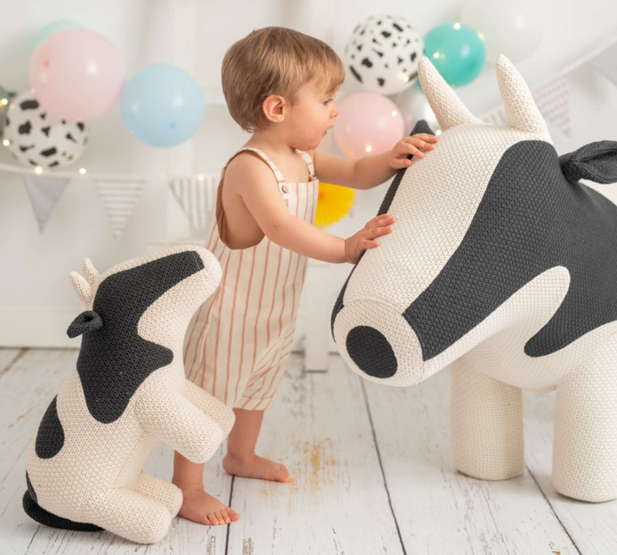 Cow Maxi plush toy Cotton Wood White Spotted