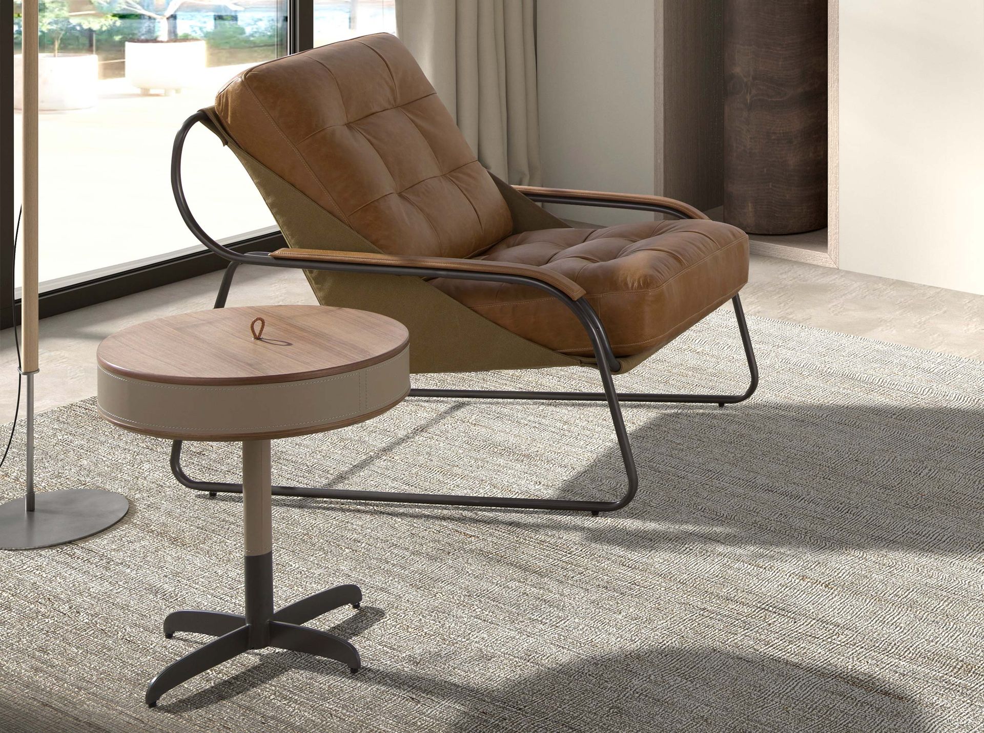 Round side table
Leather steel