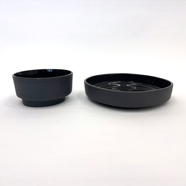 Tableware set 5 people ceramic dark grey