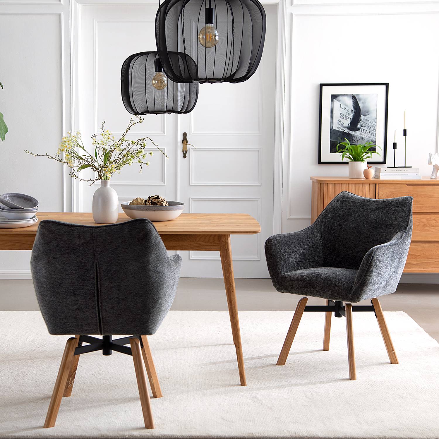 Mabontot Swiveling Armchair Chenille Oak