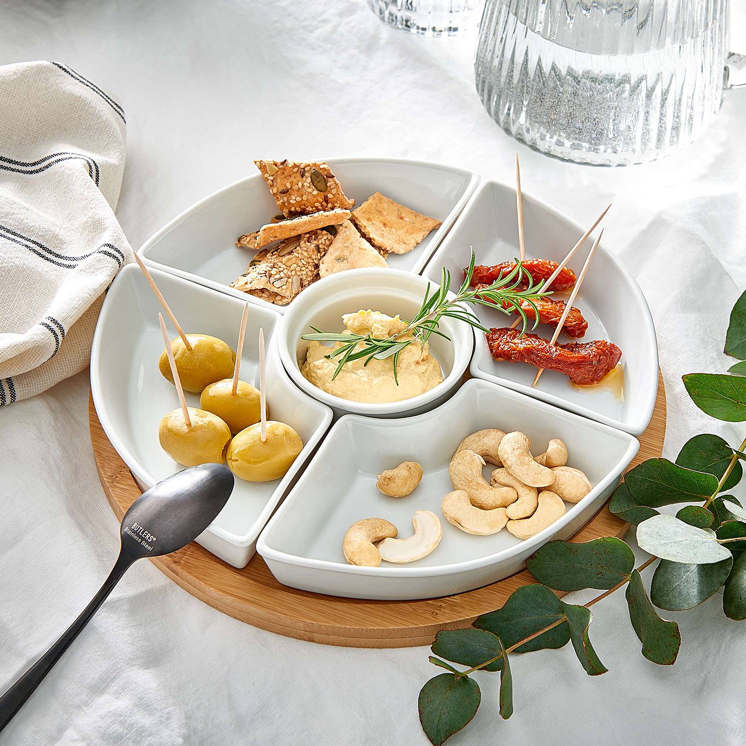 Snackschalen APPETIZER 6er Set Porzellan Bambus Weiß
