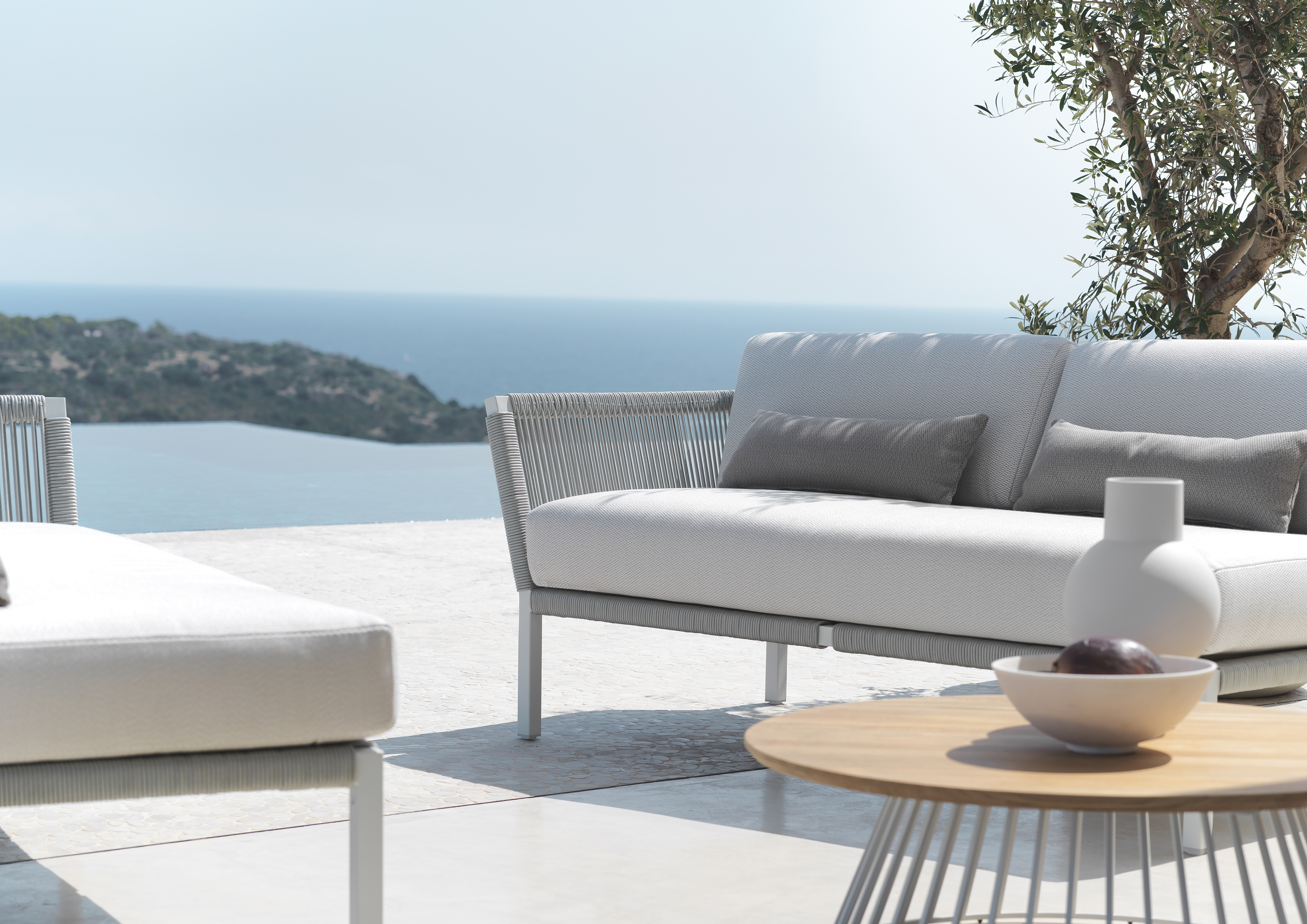 Club Lounge Recamiere Right White Grey