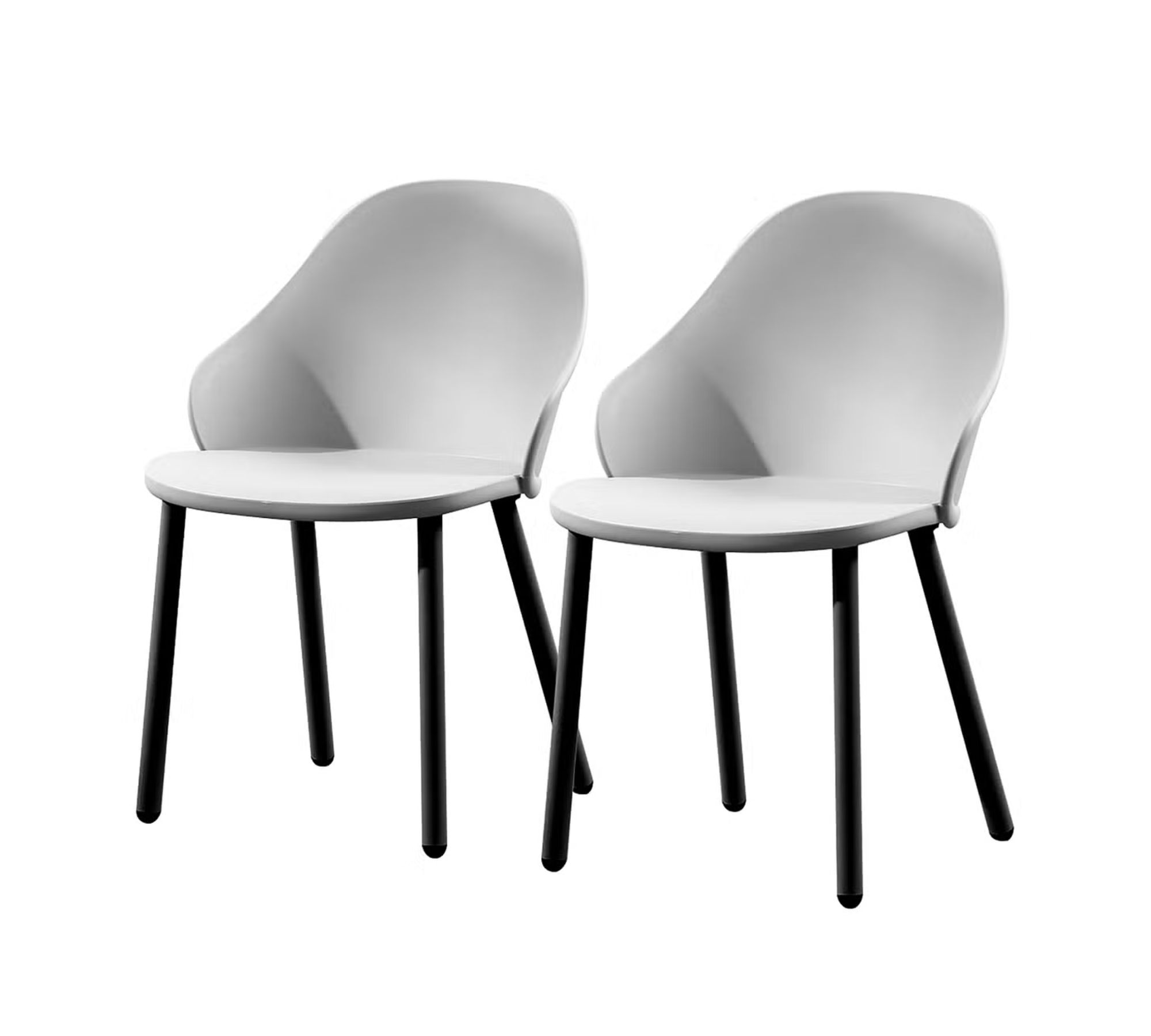 2x Peropos Dining Chair Metal Plastic Grey